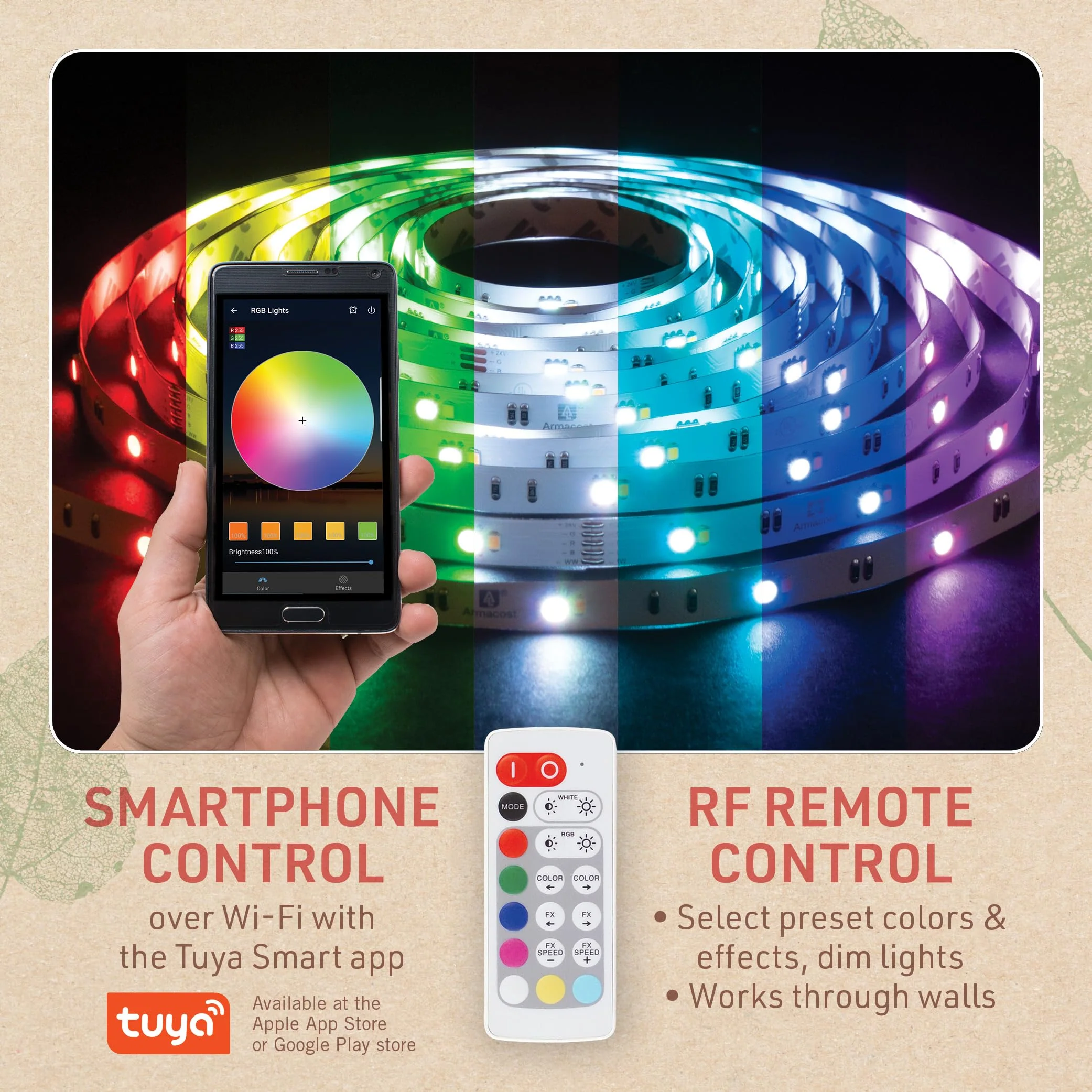 Multicolor RGBW Smart LED Strip Light Kit, 16ft with Remote 351123 - Image 2