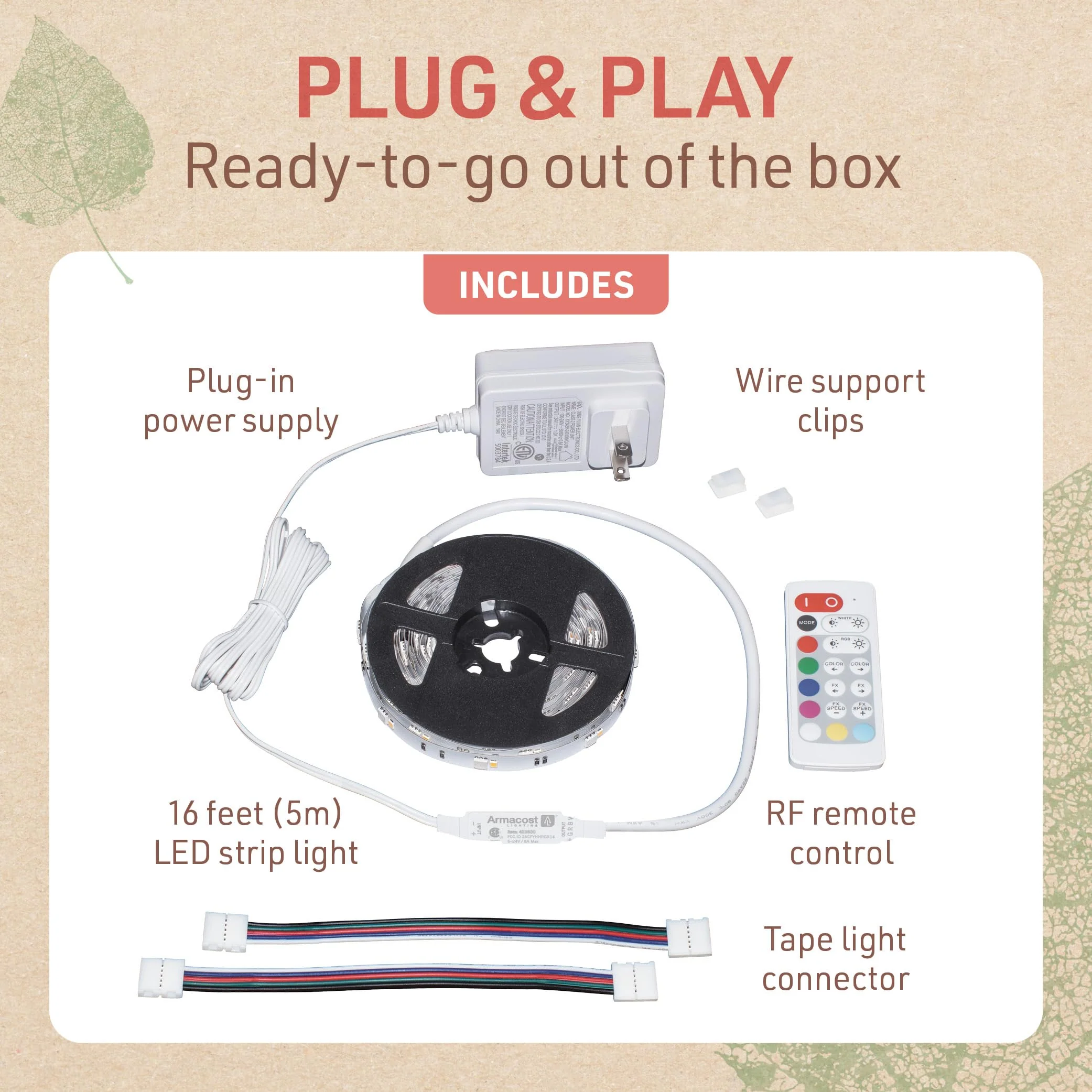 Multicolor RGBW Smart LED Strip Light Kit, 16ft with Remote 351123 - Image 4