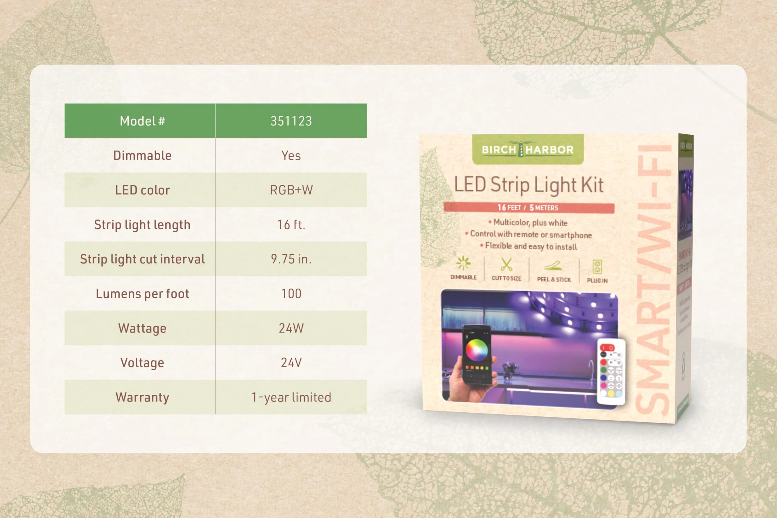 Multicolor RGBW Smart LED Strip Light Kit, 16ft with Remote 351123 - Image 8