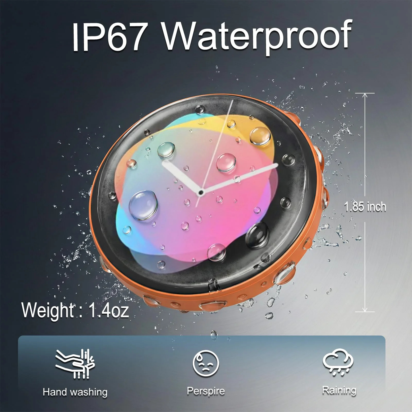 Multifunction MP3 Player with E-Book Reader, Watch Features, Bluetooth, Voice Recorder, Message Synchronization, IP67, 18H Battery, Magnetic Design/Necklace/Brooch for Backpacks/Hoodies/Hats(Orange) Orange - Image 8
