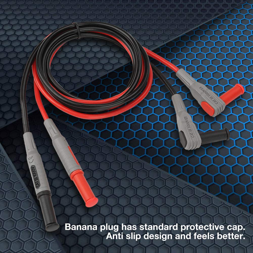 Multimeter Probe Test Cable, P1033 4 mm Test Leads, Banana Plug Test Lead, Angle to Straight Multimeter Wire Cable, Test Leads for Multimeter - Image 4