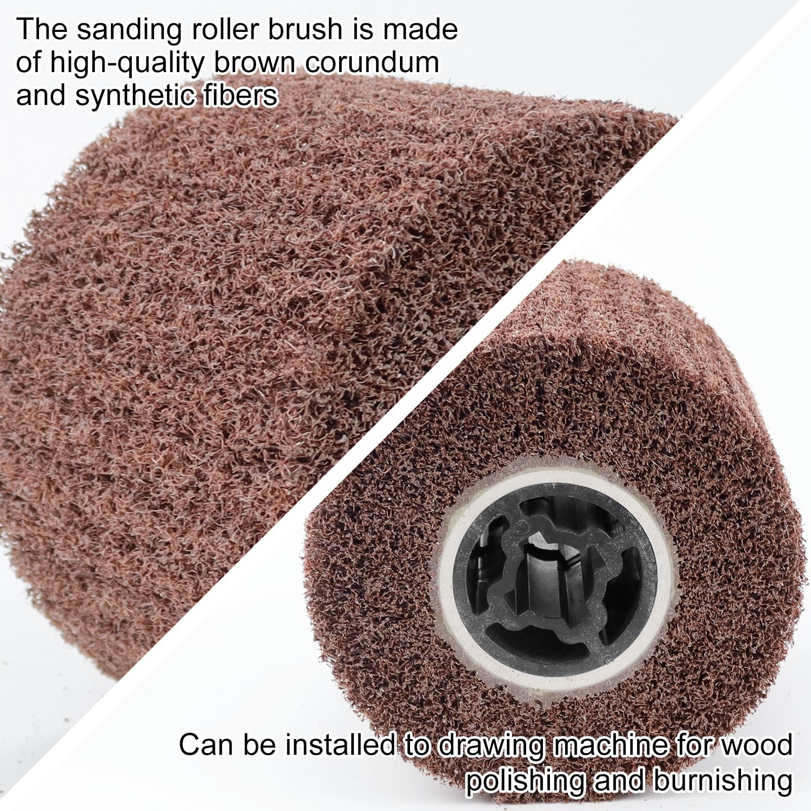 Mumjooyi Nylon Brush Sanding Roller Brush Satin Roller Angle Grinder Sanding Sleeves for Sanding Roller Sanding Machine for Polishing Red 120 x 100 mm 120 Grit - Image 3