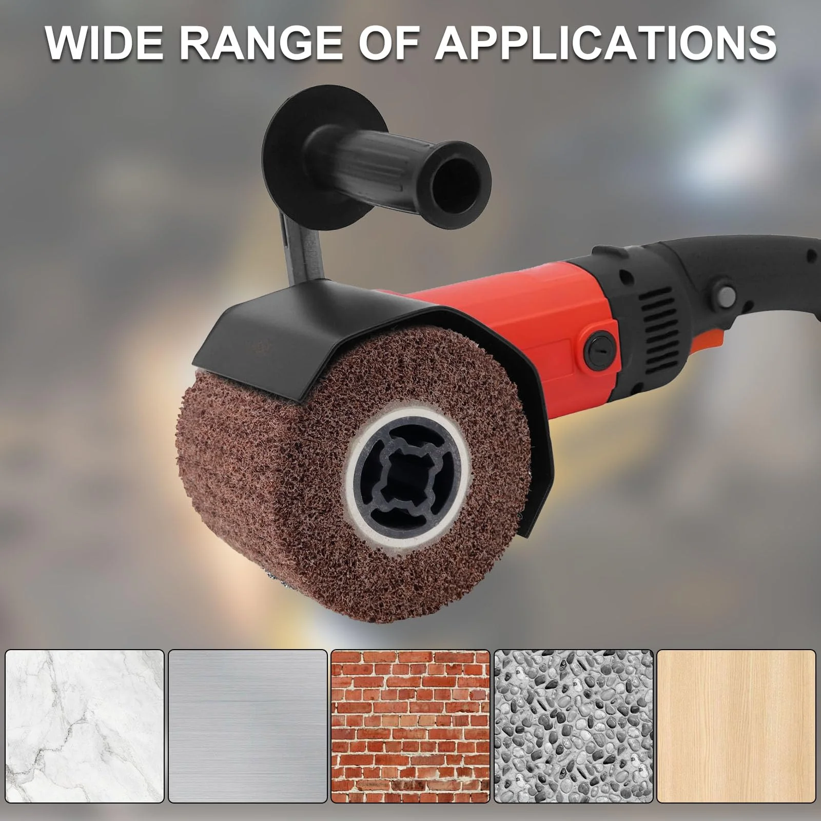 Mumjooyi Nylon Brush Sanding Roller Brush Satin Roller Angle Grinder Sanding Sleeves for Sanding Roller Sanding Machine for Polishing Red 120 x 100 mm 120 Grit - Image 5