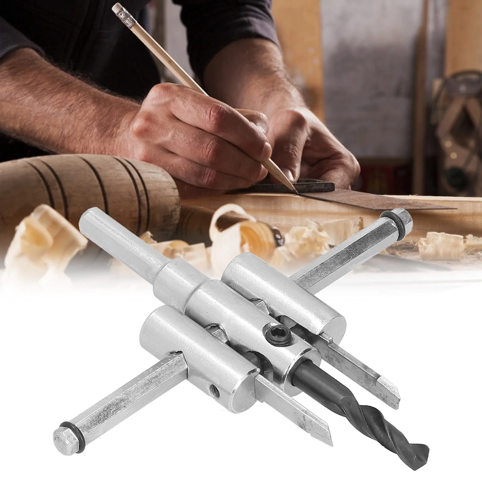 Munefe Adjustable Circular Hole Cutter, Sheet Metal Hole Cutter, Beam Cutter for Circular Saws for Wood, Plastic, Acrylic, Plasterboard, Ventilated Concrete, etc. (40-120 mm) 40-120 mm - Image 7