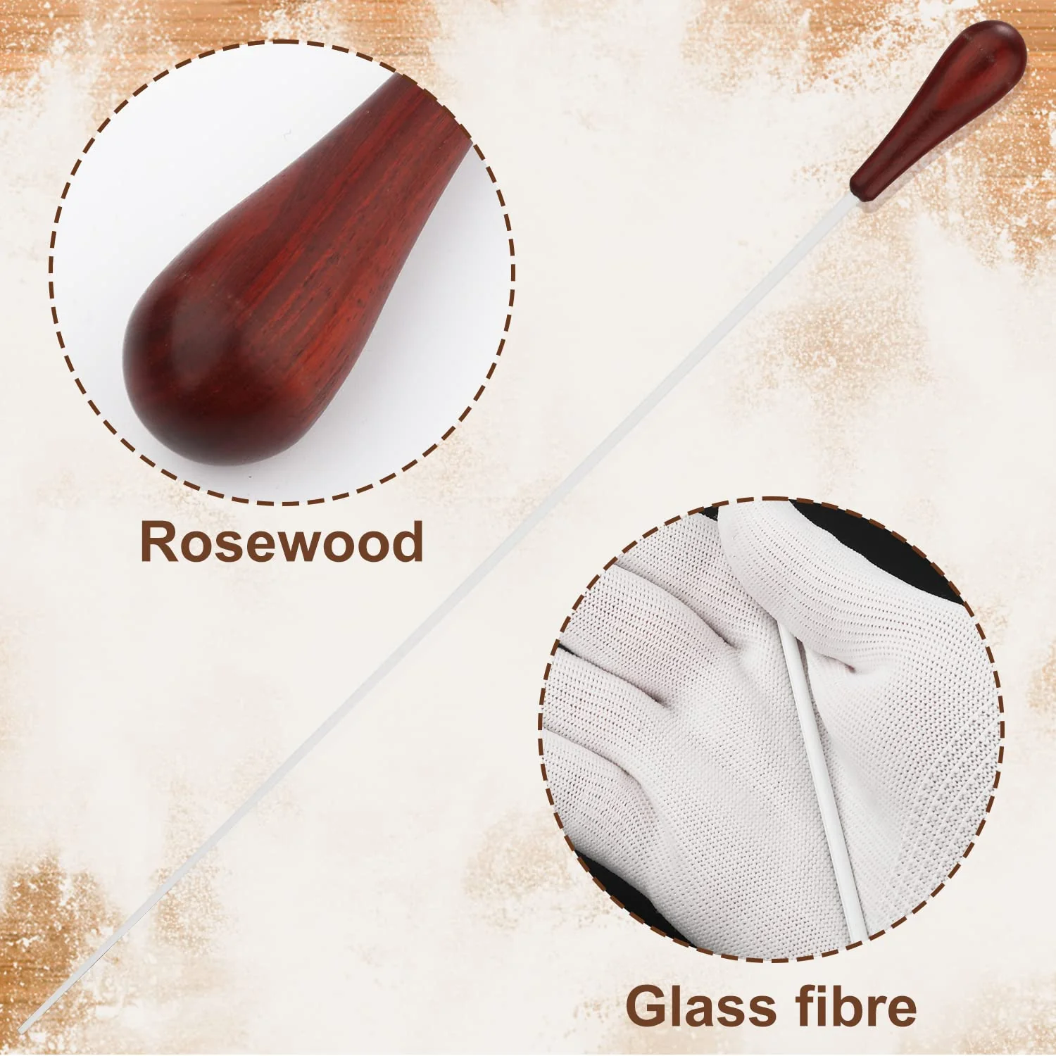 Music Baton Orchestra Baton Music Conducting Baton Orchestra Conductor Baton with Pear Shaped Handle (Rosewood) - Image 3