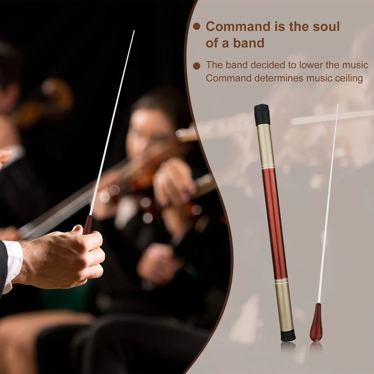 Music Baton Orchestra Baton Music Conducting Baton Orchestra Conductor Baton with Pear Shaped Handle (Rosewood) - Image 5