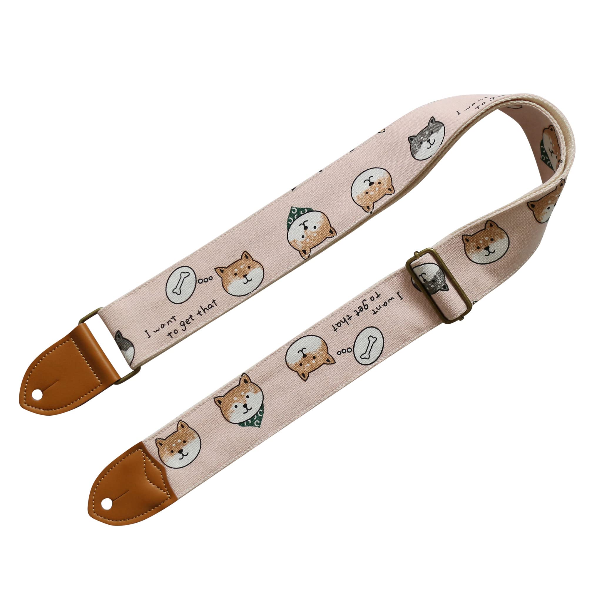 MUSIC FIRST Original Design, 2 inch width (5cm), Vintage Ukiyoe Style Pink Canvas Shiba Inu Electric Guitar Strap Bass Strap (Shiba Inu) - Image 3