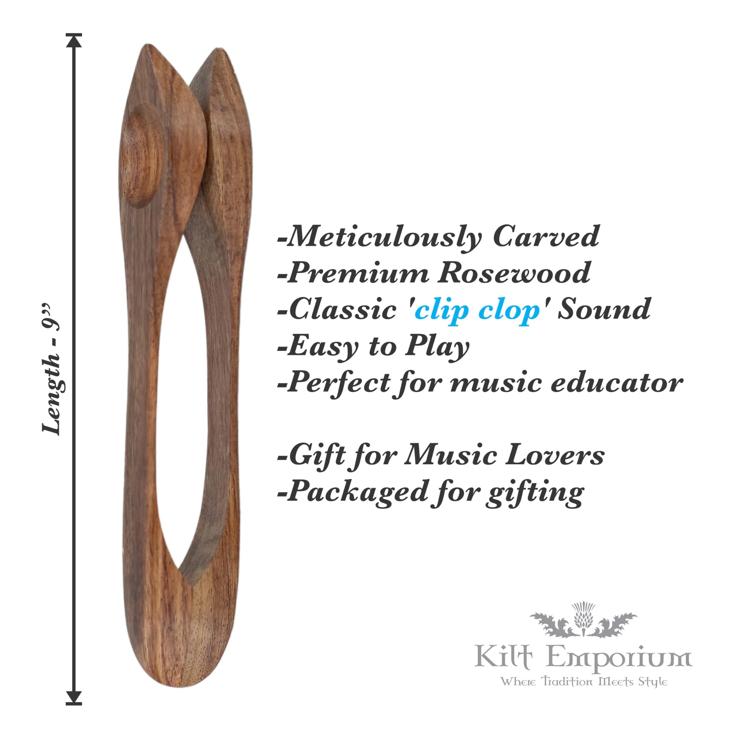 Musical Spoons Percussion Instrument, Handcrafted from Premium Rosewood, Traditional Irish Celtic Folk Sound - 9" Long, Gift for All Ages - Image 4