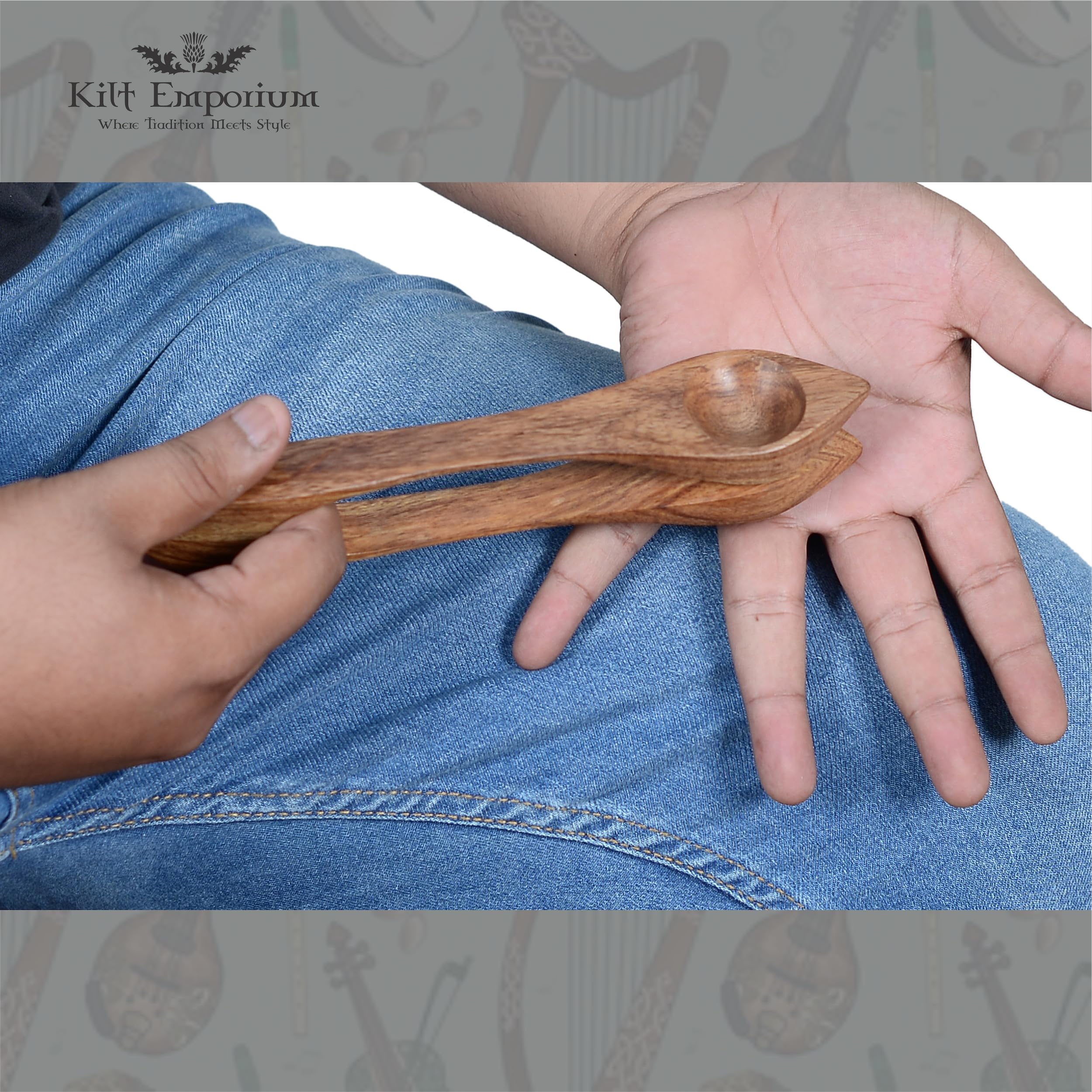 Musical Spoons Percussion Instrument, Handcrafted from Premium Rosewood, Traditional Irish Celtic Folk Sound - 9" Long, Gift for All Ages - Image 7
