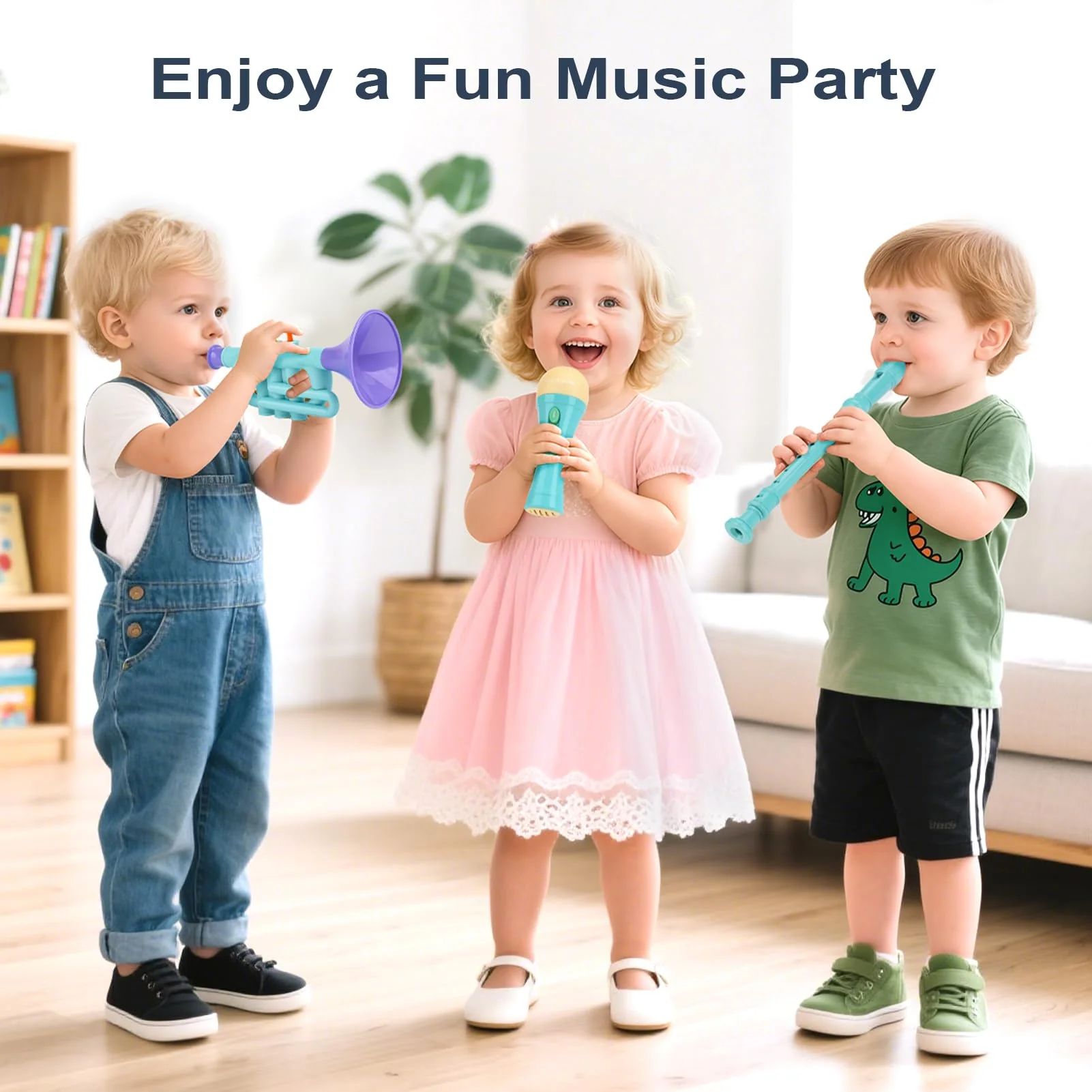 Musical Toys for 2 3 Year Old Boy Girl Birthday Gifts, 5 in 1 Montessori Musical Instruments for Toddlers 2-4 with Trumpet/Microphone/Flute/Harmonica, Preschool Learning Toys for Baby 18+ Months Plastic Set - Image 6