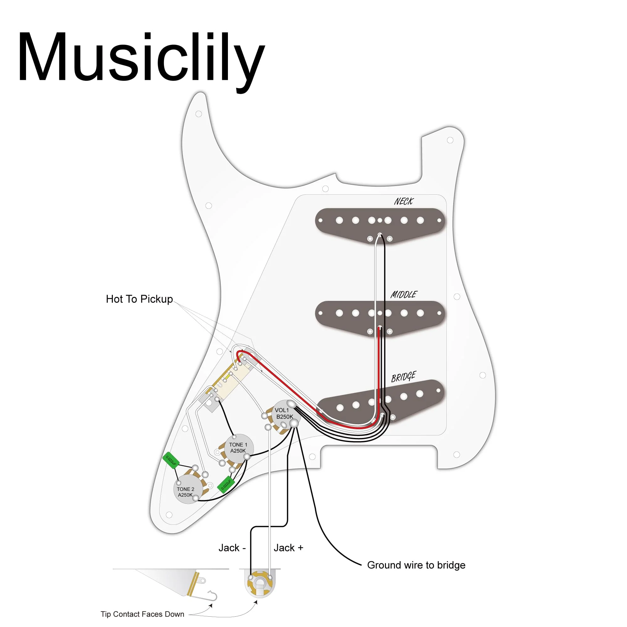 Musiclily 11 Hole SSS Prewired Loaded Pickguard with Alnico 5 Single Coil Pickups Set for Strat ST Style Electric Guitar, 3Ply Black - Image 2