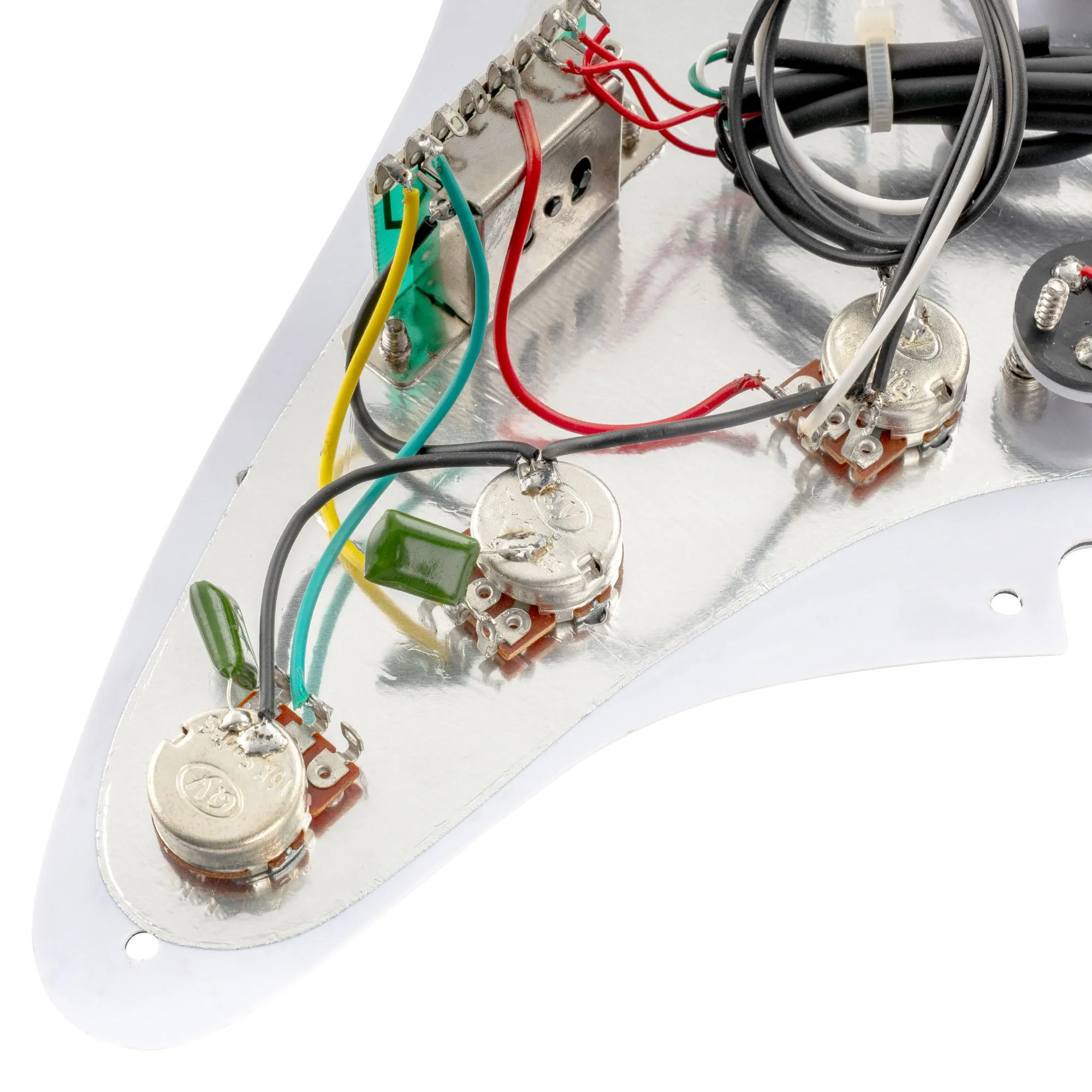 Musiclily 11-Hole SSS Prewired Loaded Pickguard with Dual Hot Rail High Output Pickups Set for Fender Squier Strat Electric Guitar, 4Ply White Pearl - Image 9