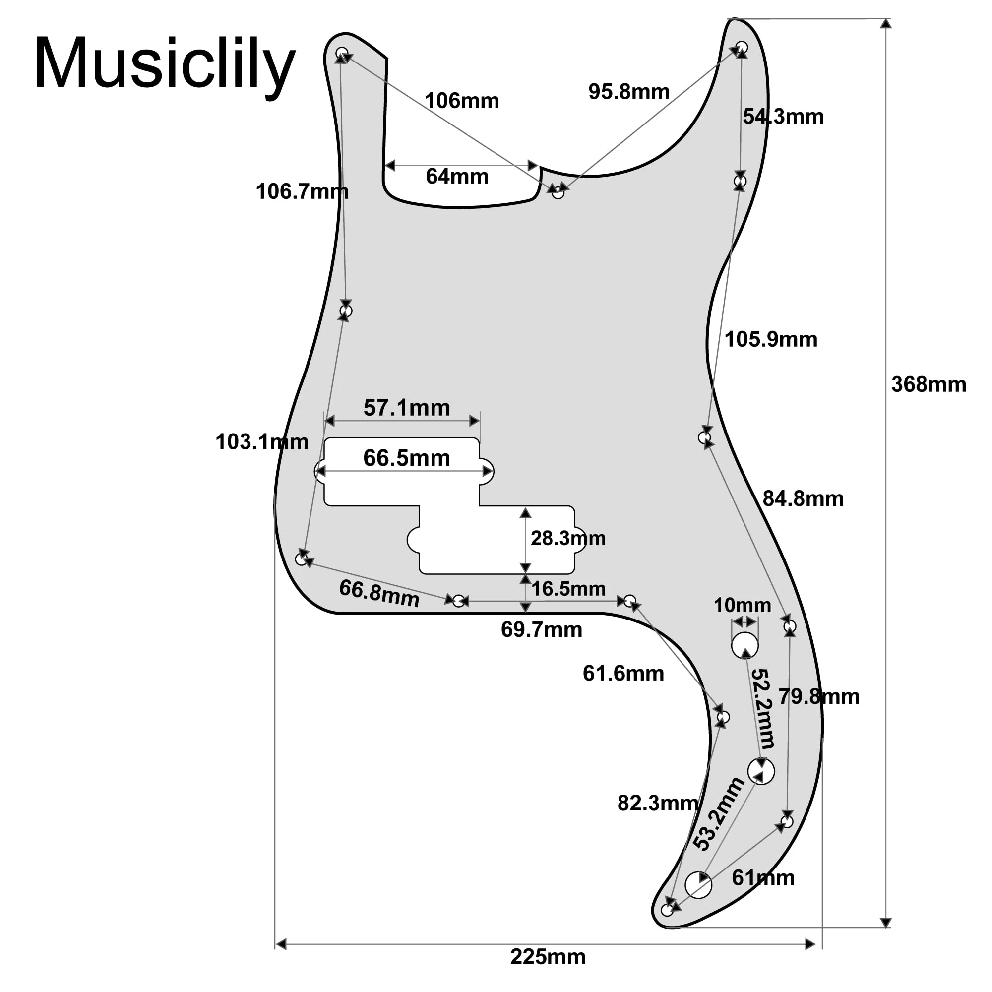 Musiclily 13 Holes P Bass Pickguard Sratch Plate Pick Guards for PB Precision Bass Guitar,4Ply Pearl Blue - Image 2