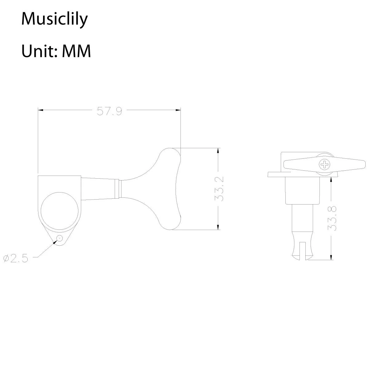 Musiclily 2+2 Sealed Bass Tuners Tuning Pegs Keys 2R2L Machine Heads for 4 String Bass Guitar, Chrome - Image 6