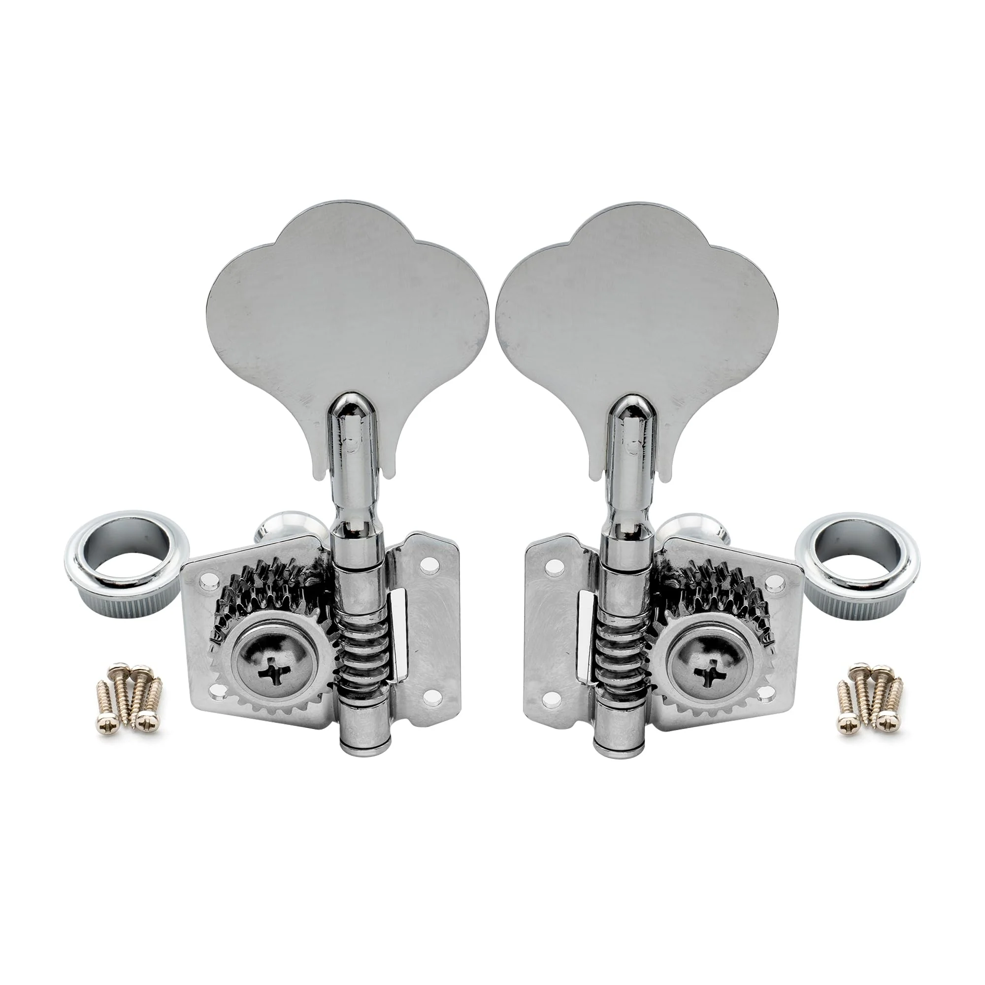 Musiclily 2+2 Vintage Open Geared Bass Tuners Machine Head Tuning Keys Pegs Set for Jazz Precision P Bass Replacement, Chrome - Image 4