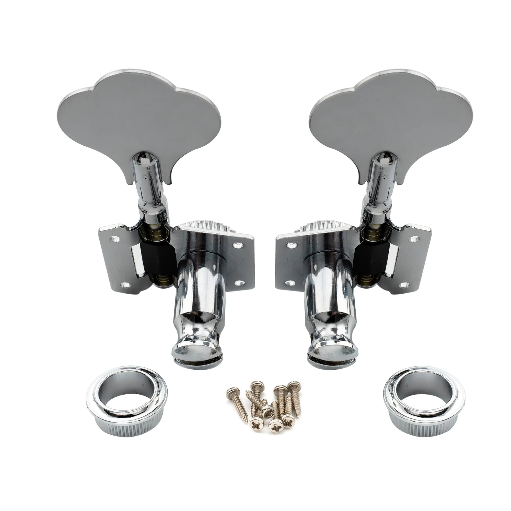 Musiclily 2+2 Vintage Open Geared Bass Tuners Machine Head Tuning Keys Pegs Set for Jazz Precision P Bass Replacement, Chrome - Image 5