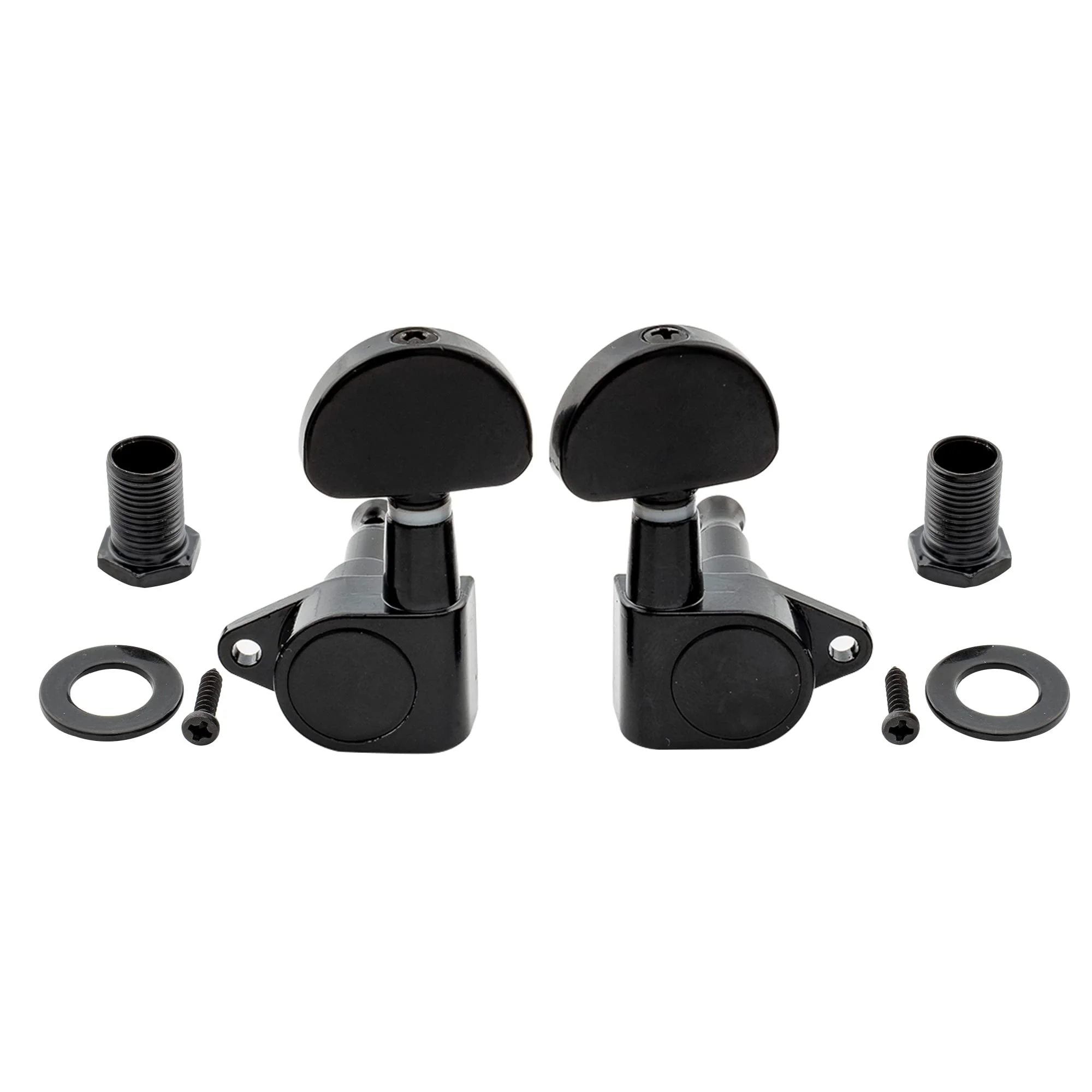 Musiclily 3+3 Epi Style Sealed Guitar Tuners String Tuning Pegs Keys Machine Heads Set for Les Paul Epiphone Electric Guitar, Half Moon Button Black Epi Half Moon Black - Image 3
