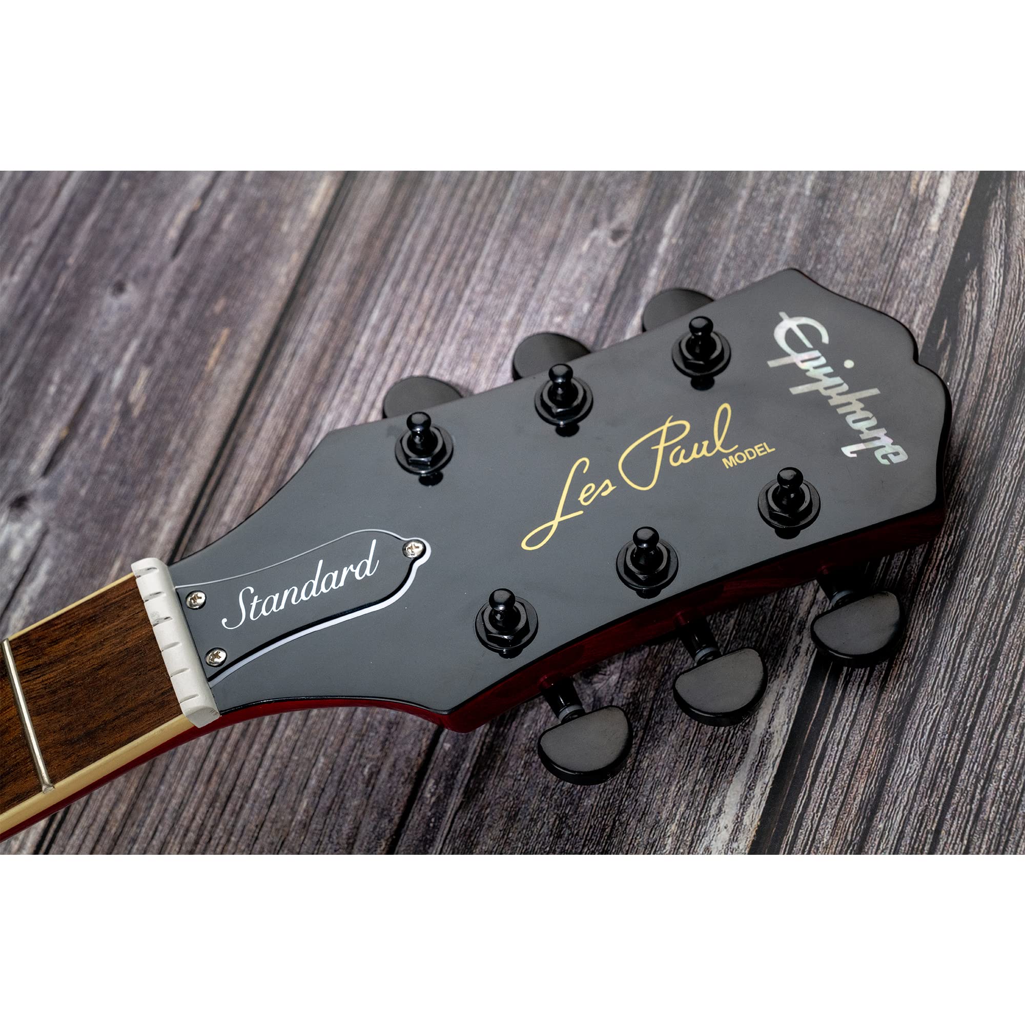 Musiclily 3+3 Epi Style Sealed Guitar Tuners String Tuning Pegs Keys Machine Heads Set for Les Paul Epiphone Electric Guitar, Half Moon Button Black Epi Half Moon Black - Image 6