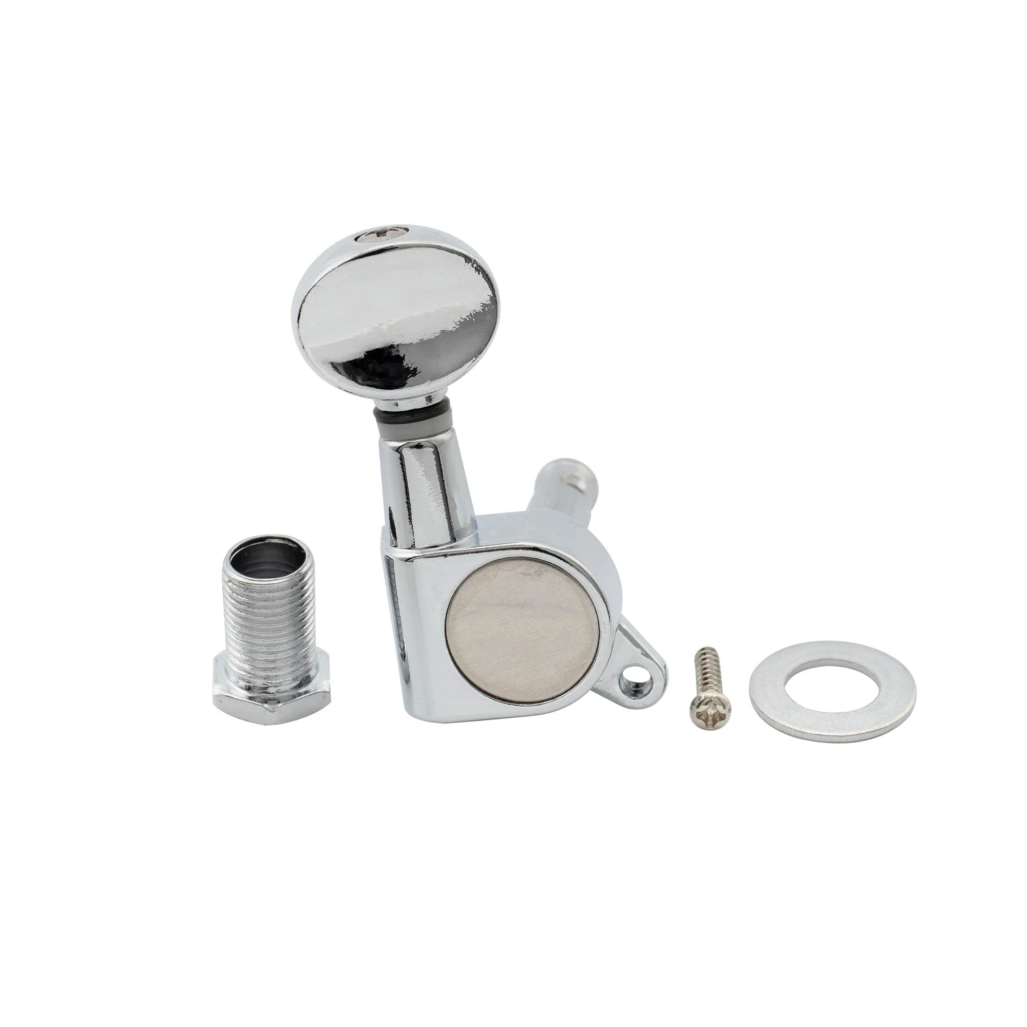 Musiclily 6 inline Sealed Guitar Tuners Tuning Pegs Keys Machine Heads Set for Strat Tele Electric Guitar Replacement,Kidney Button Chrome Kidney Button Chrome - Image 4
