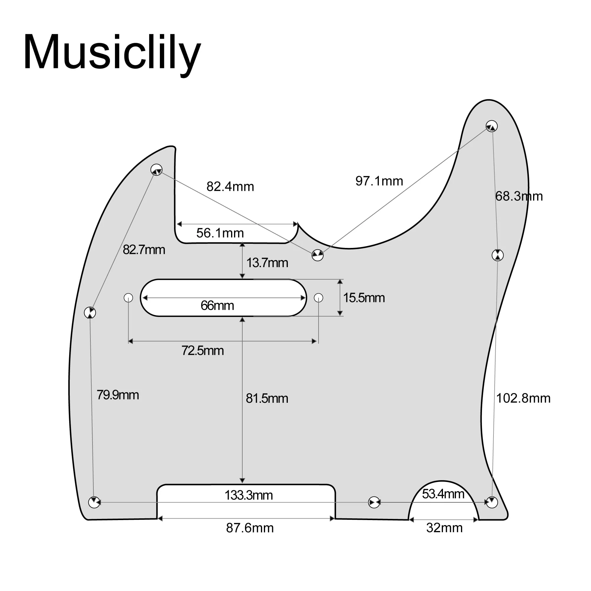 Musiclily 8 Hole Tele Pickguard TL Guitar Pick Guard Scratch Plate for USA/Mexican Fender American Standard Telecaster Modern Electric Guitar, 3Ply Aged White - Image 2