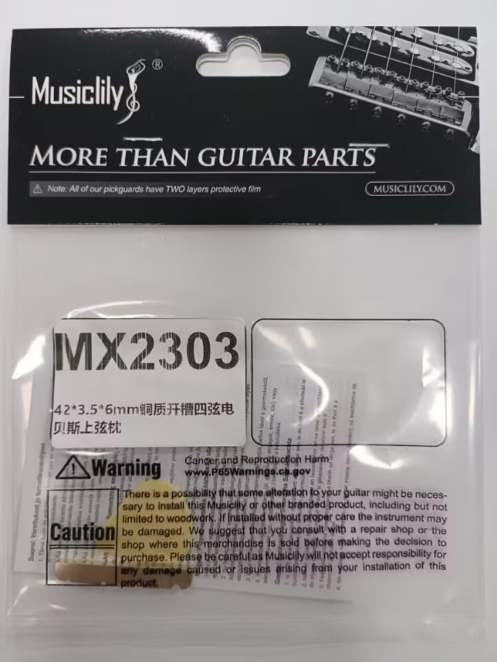 Musiclily Basic 42mm Pre-Slotted Electric Bass Brass Nut for 4-String Precision Jazz Bass, 42x3.5x6mm 4-String 42x3.5x6mm - Image 7