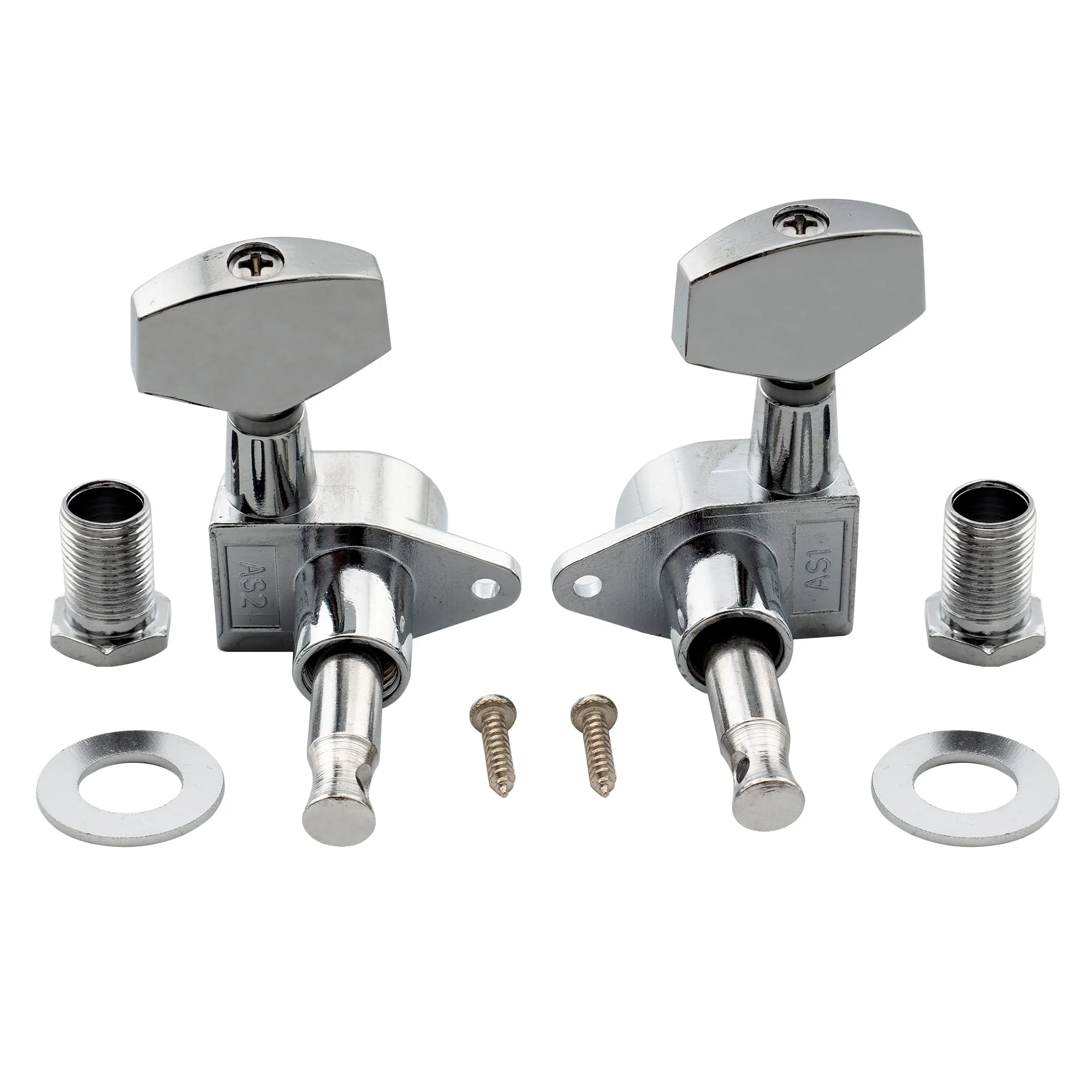 Musiclily Basic R15A 3R3L 15:1 Ratio Full Sealed Machine Heads Tuners Tuning Pegs Keys with Big Hex Button Right Angle Screw for Acoustic Electric Guitar, Chrome 3R3L Chrome - Image 4