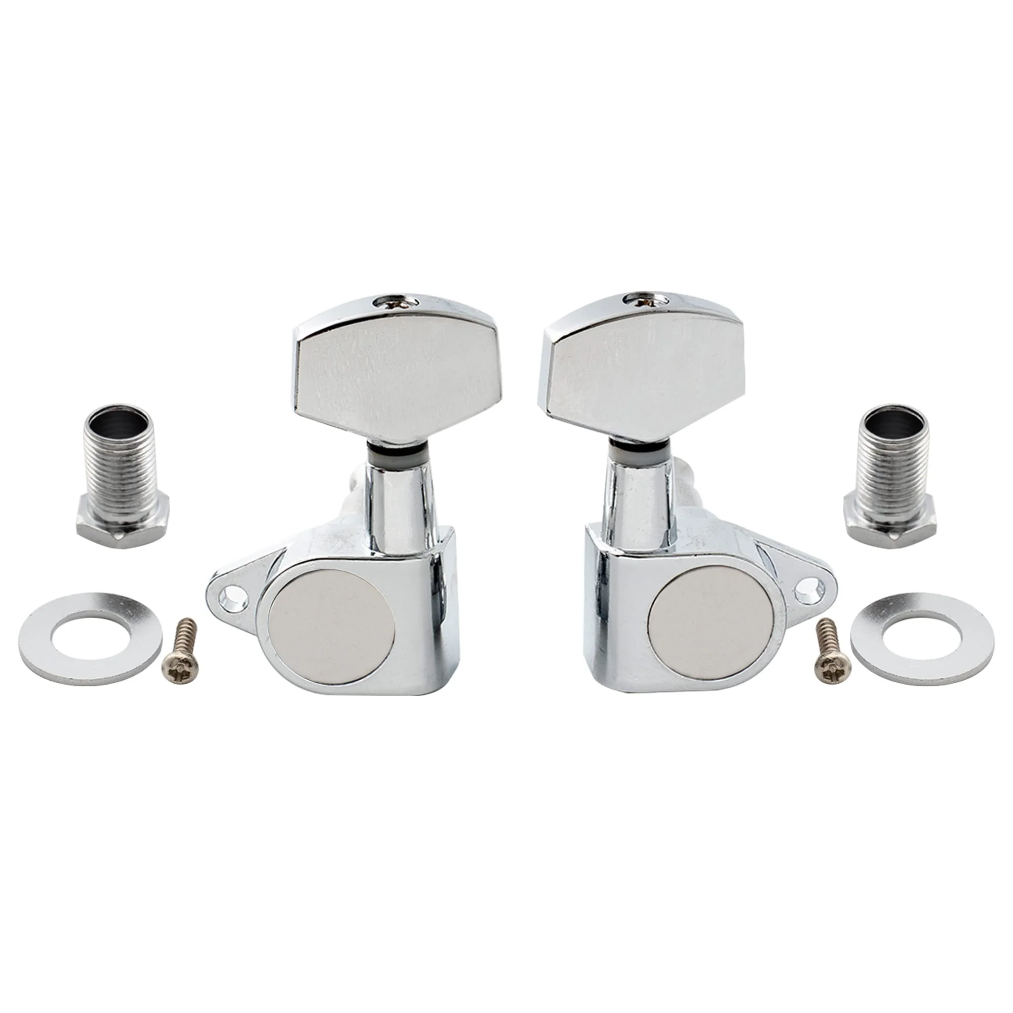 Musiclily Basic R15A 3R3L 15:1 Ratio Full Sealed Machine Heads Tuners Tuning Pegs Keys with Big Hex Button Right Angle Screw for Acoustic Electric Guitar, Chrome 3R3L Chrome - Image 5
