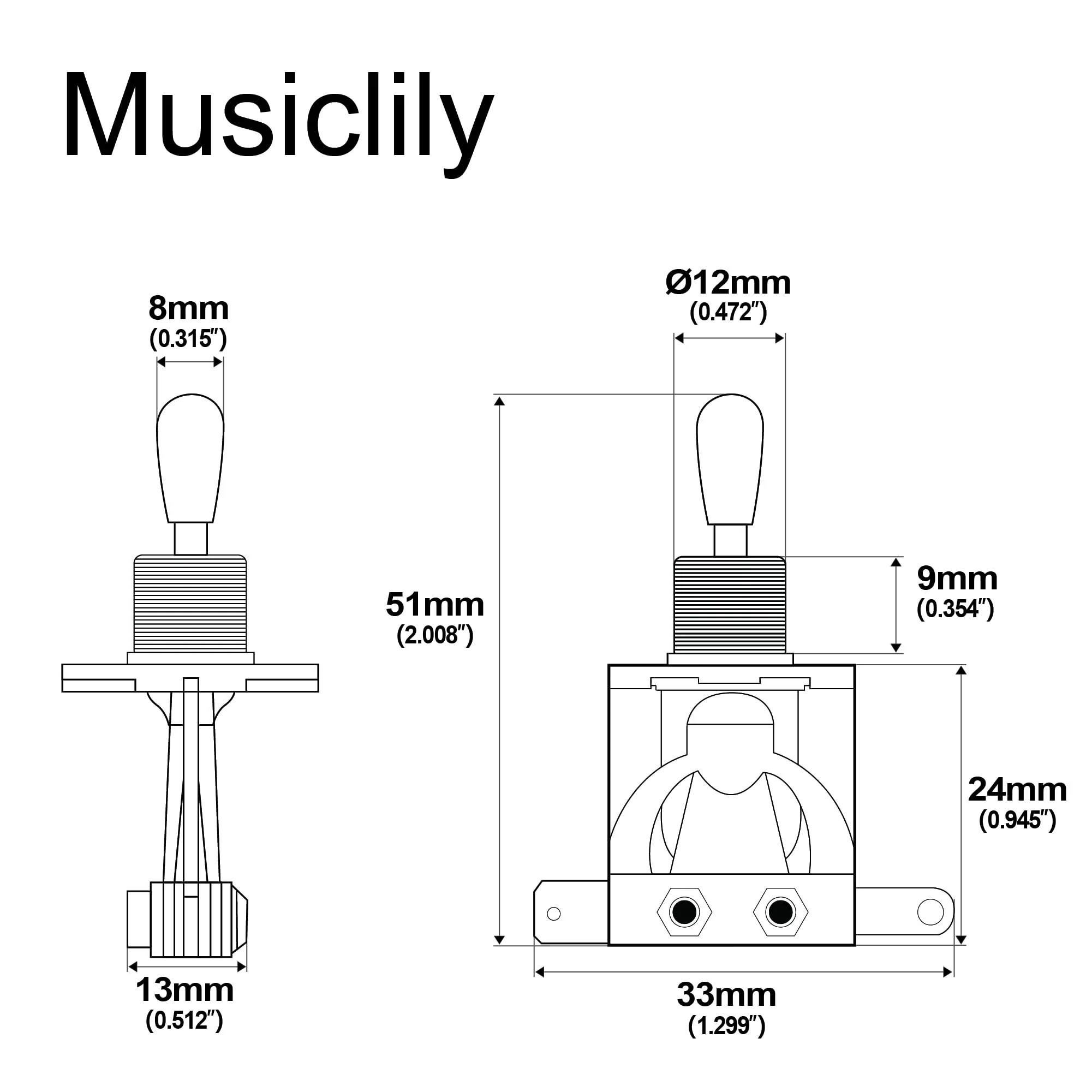 Musiclily Metric 3 Way Short Straight Guitar Toggle Switch Pickup Selector for Epiphone LP Les Paul Electric Guitar, Cream Tip - Image 2