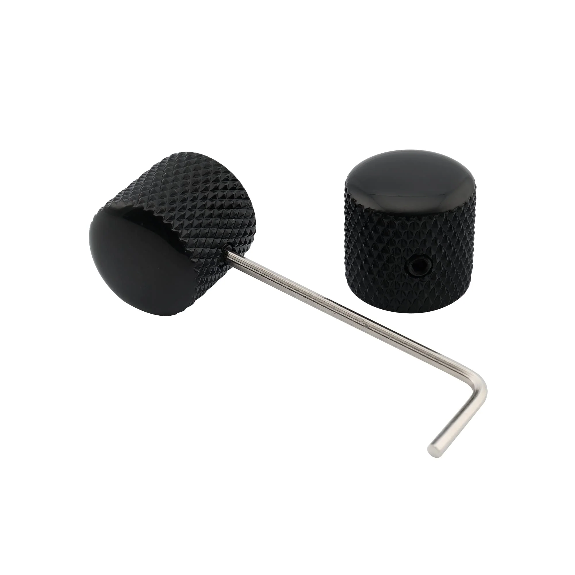 Musiclily Pro 1/4" Steel Fine Knurled Dome Knobs Universal Fitting Control Knobs with Set Screw for Electric Guitar or Bass, Black (Set of 2) - Image 3