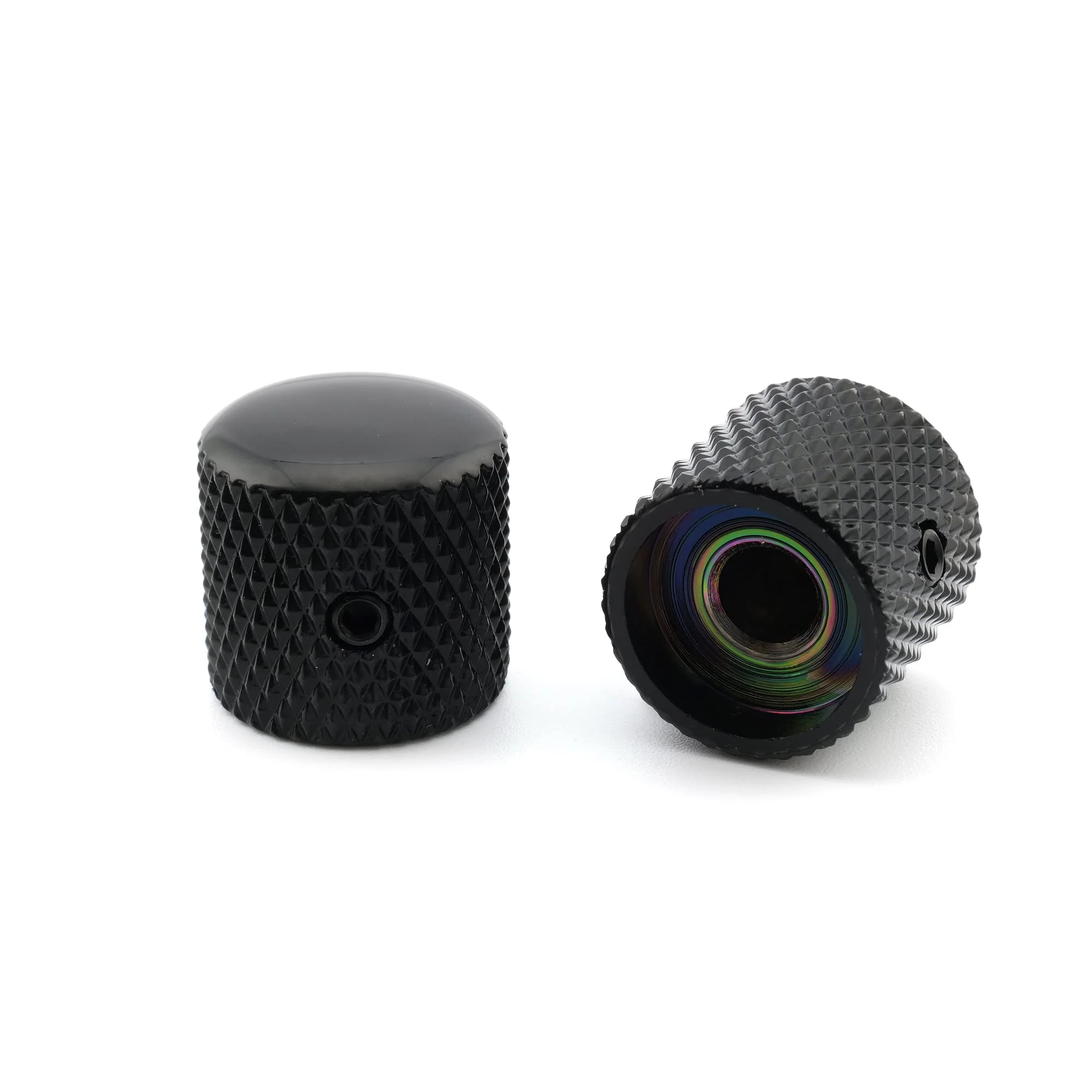 Musiclily Pro 1/4" Steel Fine Knurled Dome Knobs Universal Fitting Control Knobs with Set Screw for Electric Guitar or Bass, Black (Set of 2) - Image 5