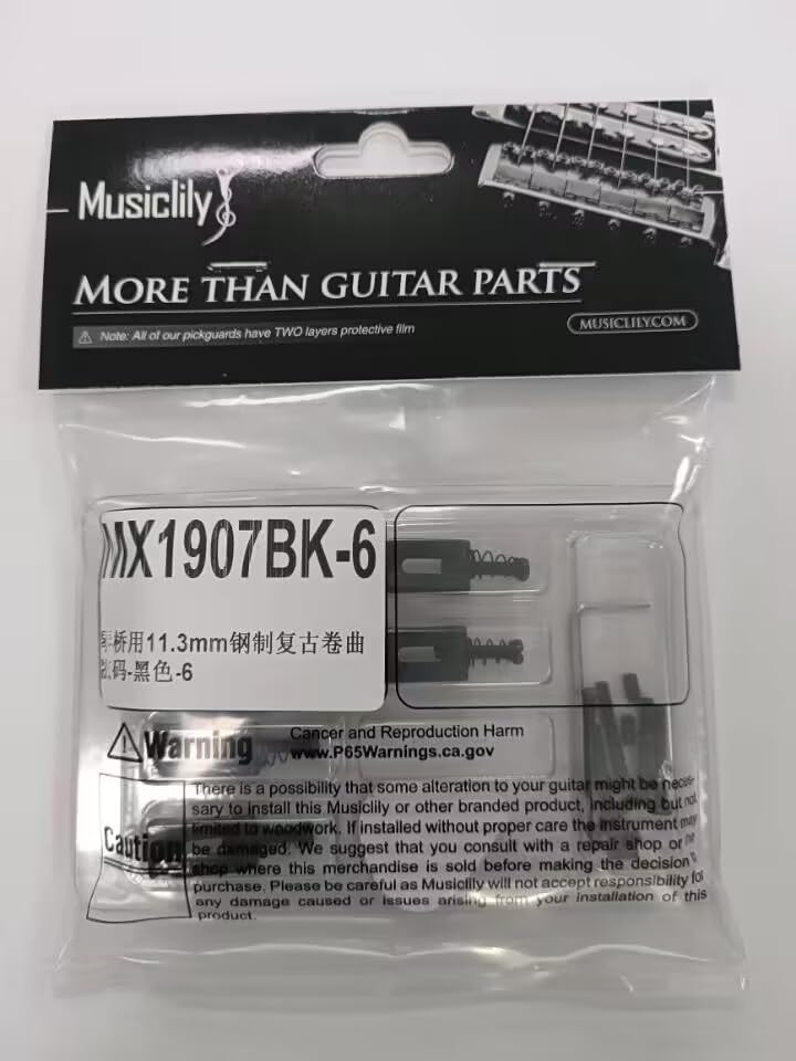 Musiclily Pro 11.3mm Steel Vintage Style Guitar Tremolo Bridge Saddles for Fender Strat Stratocaster Electric Guitar, Black (Set of 6) - Image 6