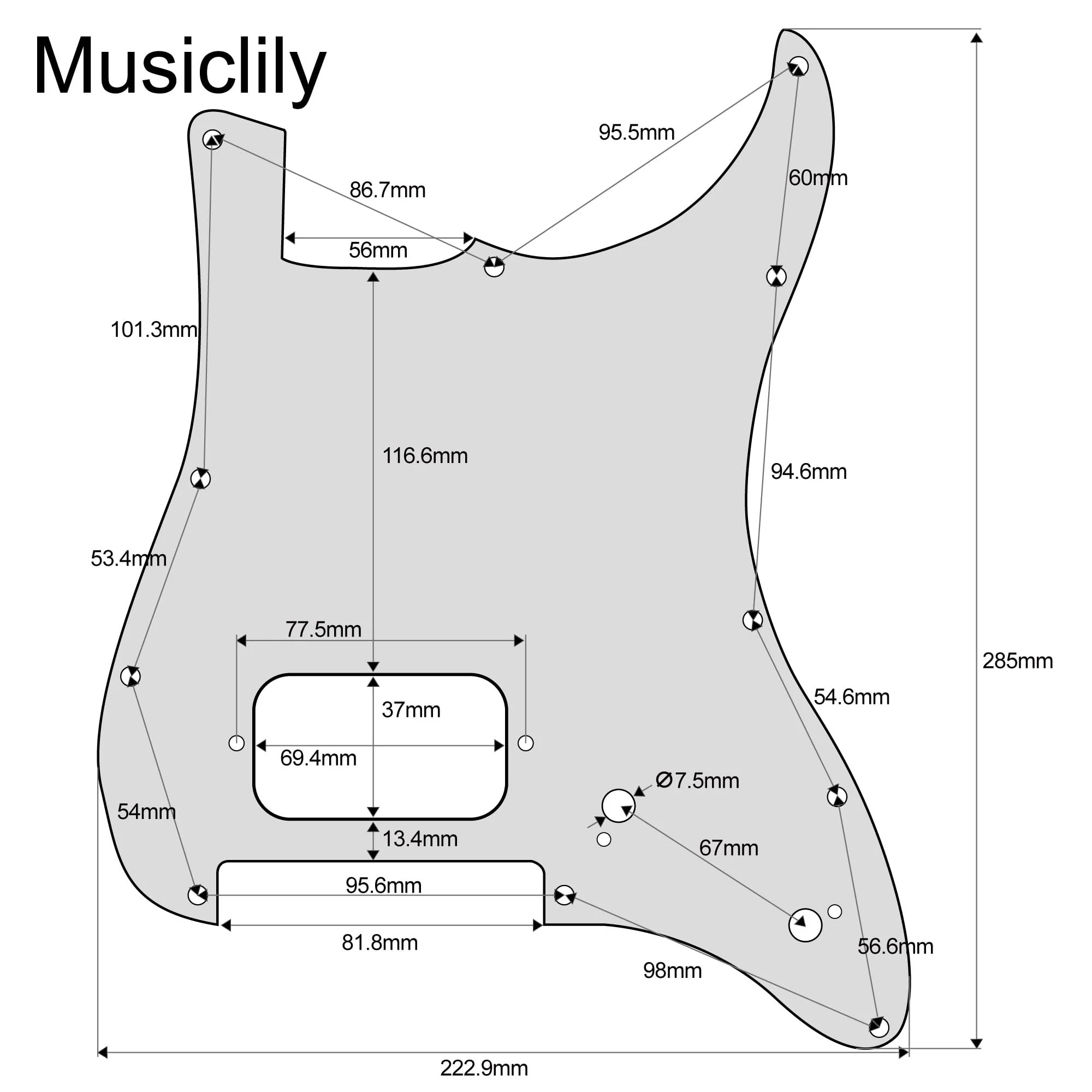 Musiclily Pro 11-Hole ST Guitar Pickguard for Squier Sonic Strat HT H Electric Guitar, 4Ply Aged White Pearl - Image 2