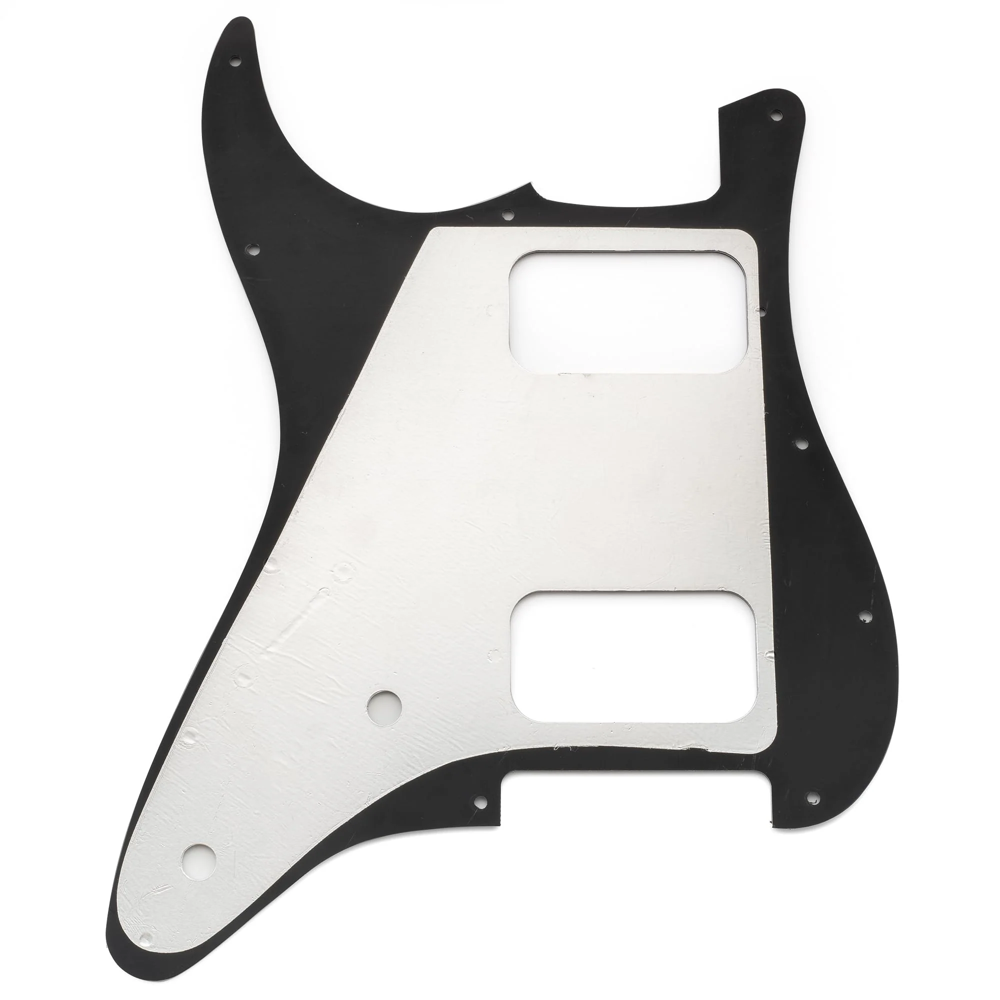 Musiclily Pro 11 Holes ST HH Guitar Pickguard with Round Corner Uncovered Humbucker 2-Pot Layout for Fender Squier Strat Style Electric Guitar, 4Ply Black Pearl - Image 3