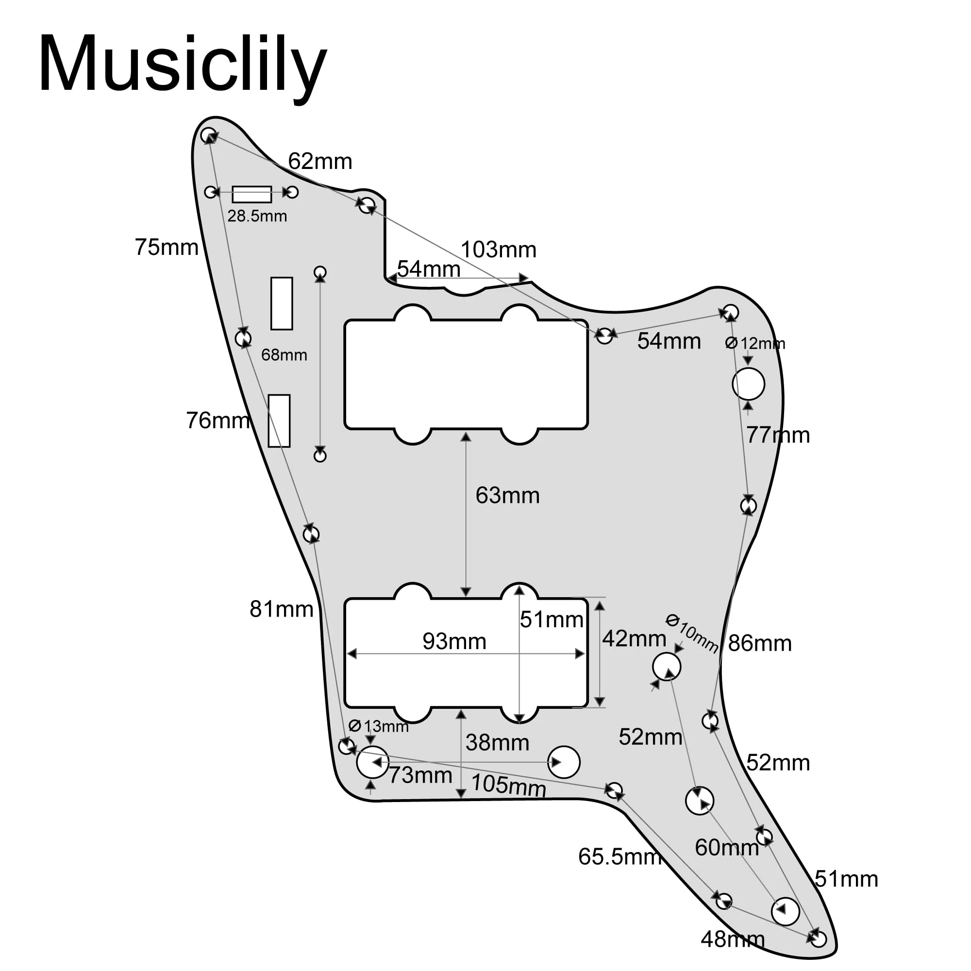 Musiclily Pro 13-Hole Guitar Pickguard for USA Vintage 60s Jazzmaster and SQ Classic Vibe, 4Ply Aged White Pearl - Image 2