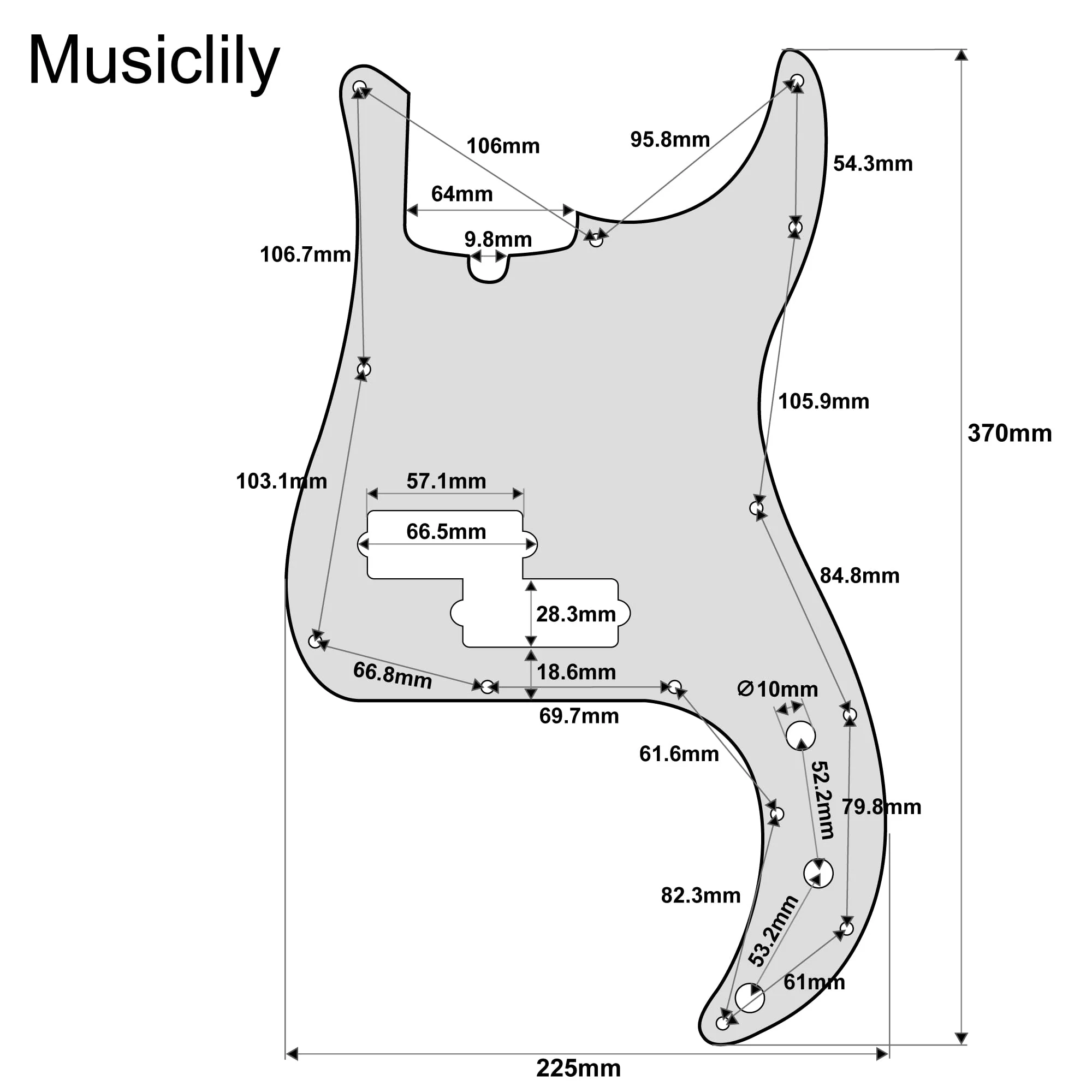 Musiclily Pro 13 Hole P Bass Pickguard for 4 String Precision Bass Modern Style, 4Ply Red Tortoise Shell - Image 2