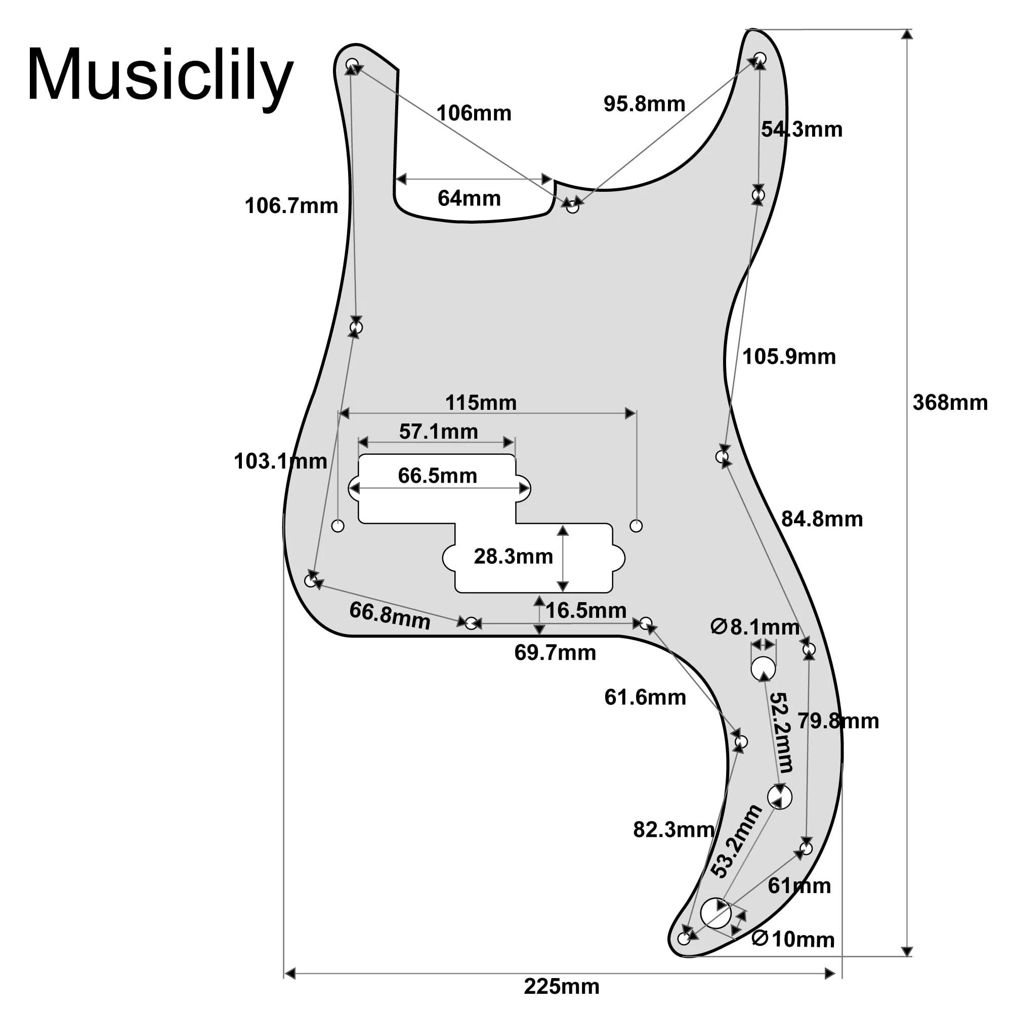Musiclily Pro 13-Hole P Bass Pickguard for MIJ Fender Japan 4-String Precision Bass, 4Ply Aged White Pearl - Image 2