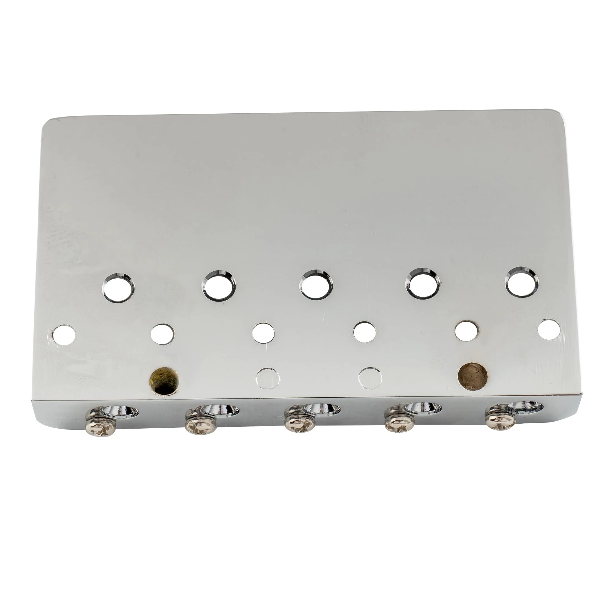 Musiclily Pro 17mm Heavy Duty 5-String Bass Bridge Dual Load with Brass Saddle Steel Plate for Precision Jazz Bass Replacement, Chrome - Image 3