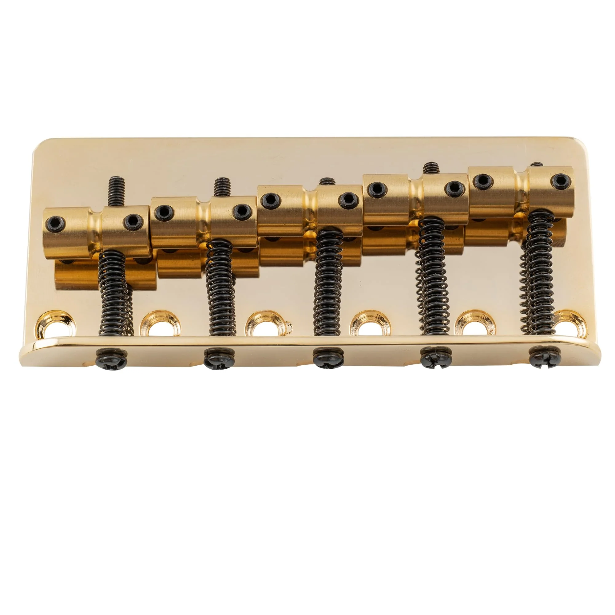 Musiclily Pro 18mm String Spacing Classic Standard Top-loading 5-String Bass Bridge with Brass Saddle Steel Plate, Gold - Image 4