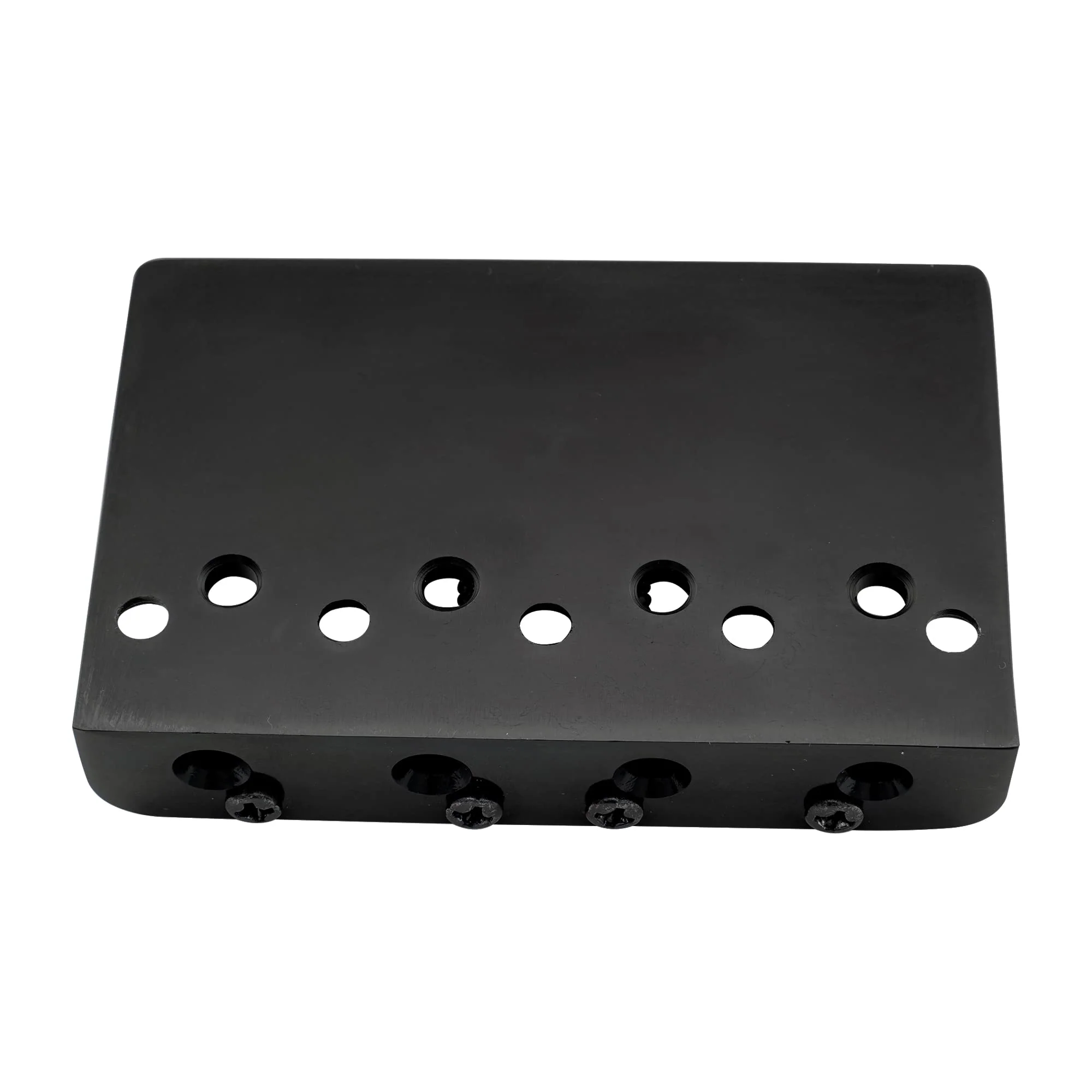 Musiclily Pro 19mm 4-String Bass Hardtail Bridge with Brass Saddles and Steel Plate, Black - Image 3