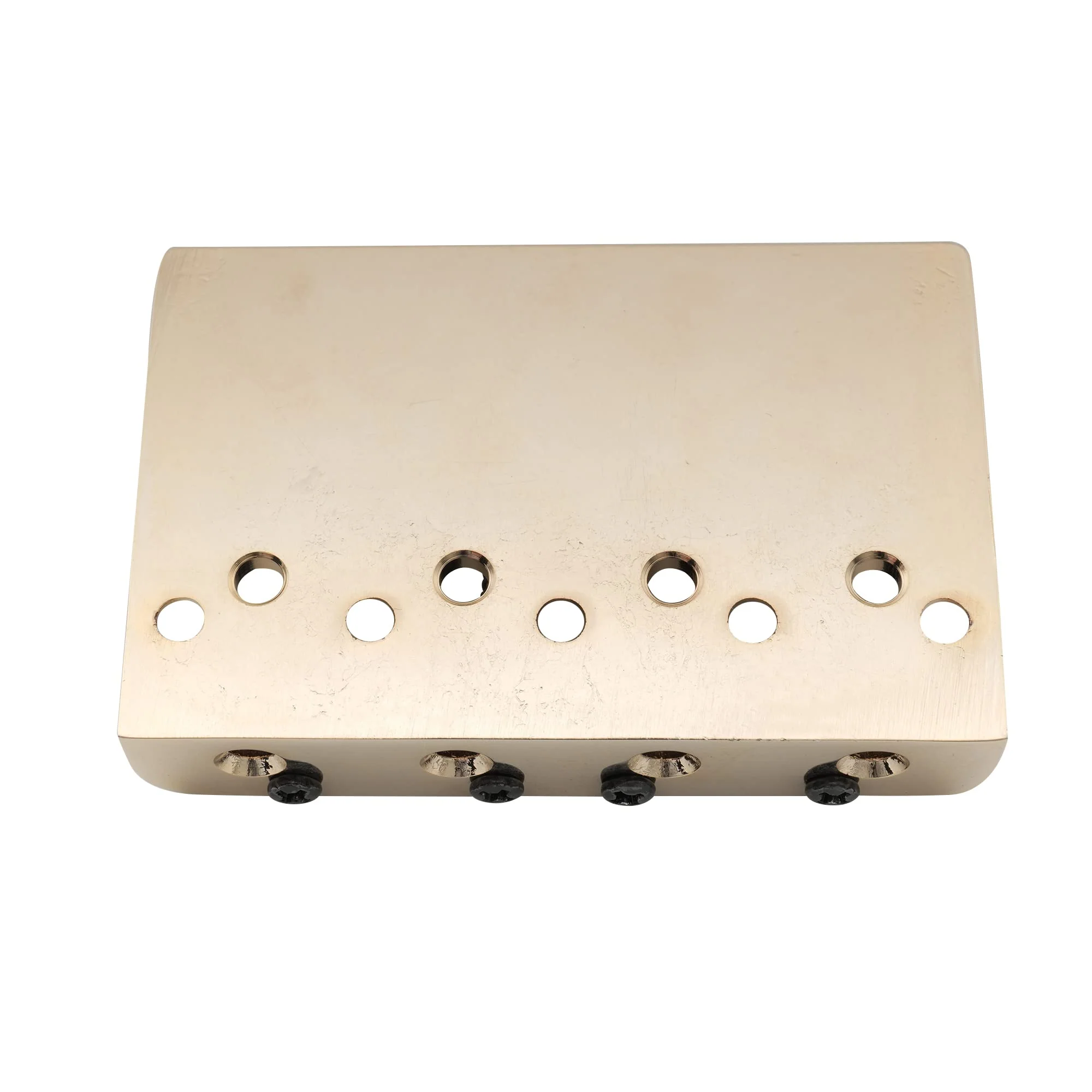 Musiclily Pro 19mm 4-String Bass Hardtail Bridge with Brass Saddles and Steel Plate, Gold - Image 3