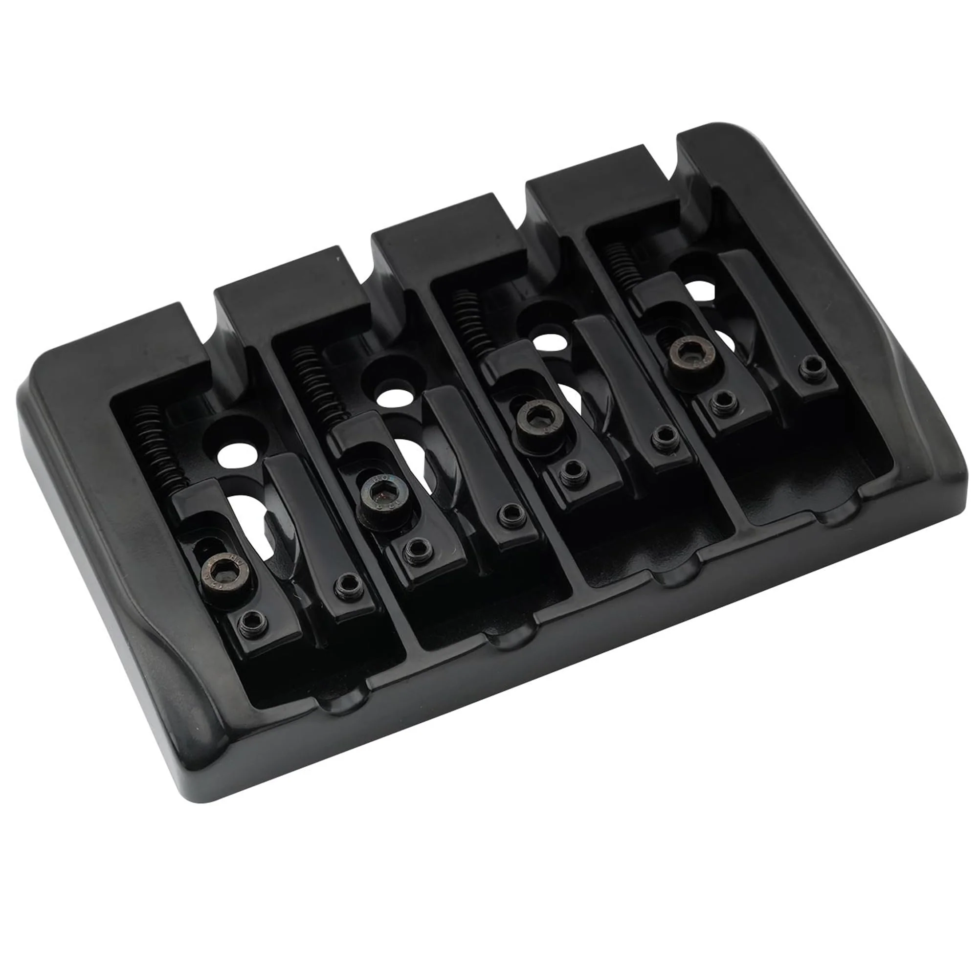 Musiclily Pro 19mm Locking Saddles Hard Zinc 4-String Bass Bridge, Black - Image 5