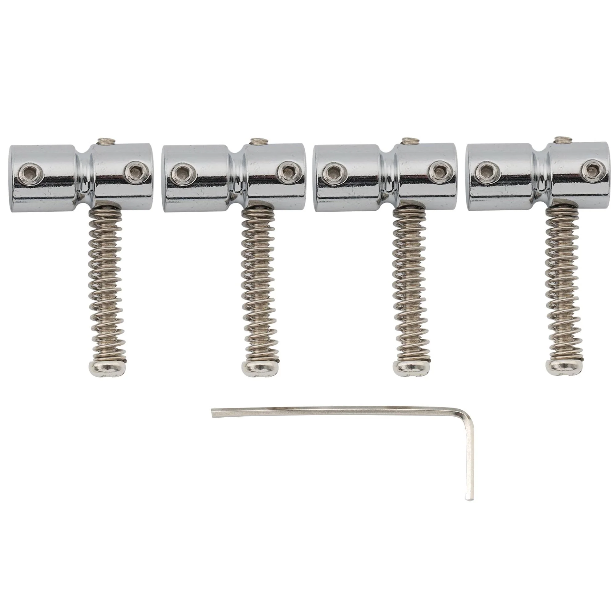 Musiclily Pro 19mm Steel Bass Bridge Saddles for 4-String Precision Jazz Bass, Chrome (Set of 4)