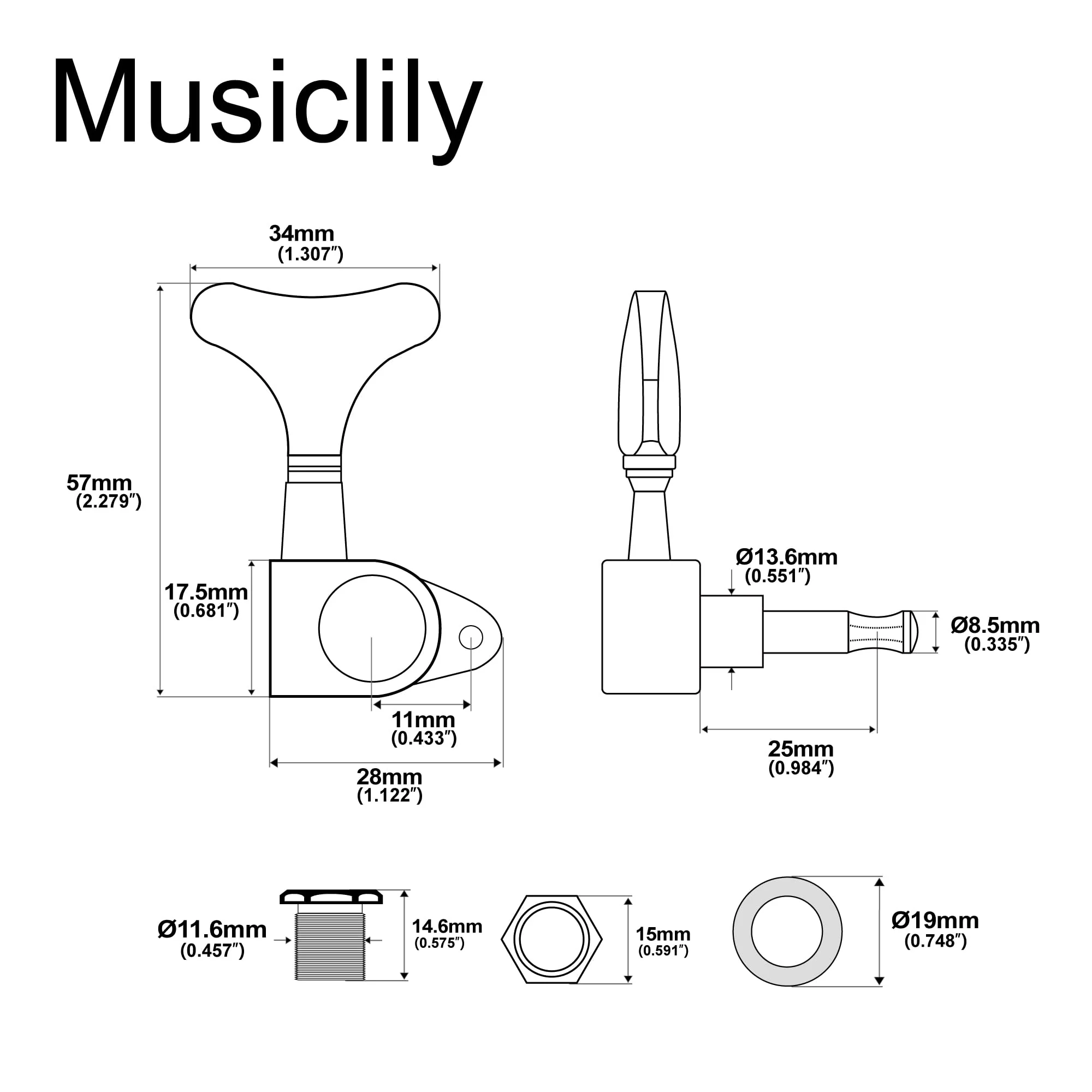 Musiclily Pro 2+2 Sealed Bass Tuners Tuning Keys Pegs Machine Heads for Ibanez Style Precision Jazz Bass, Chrome - Image 2