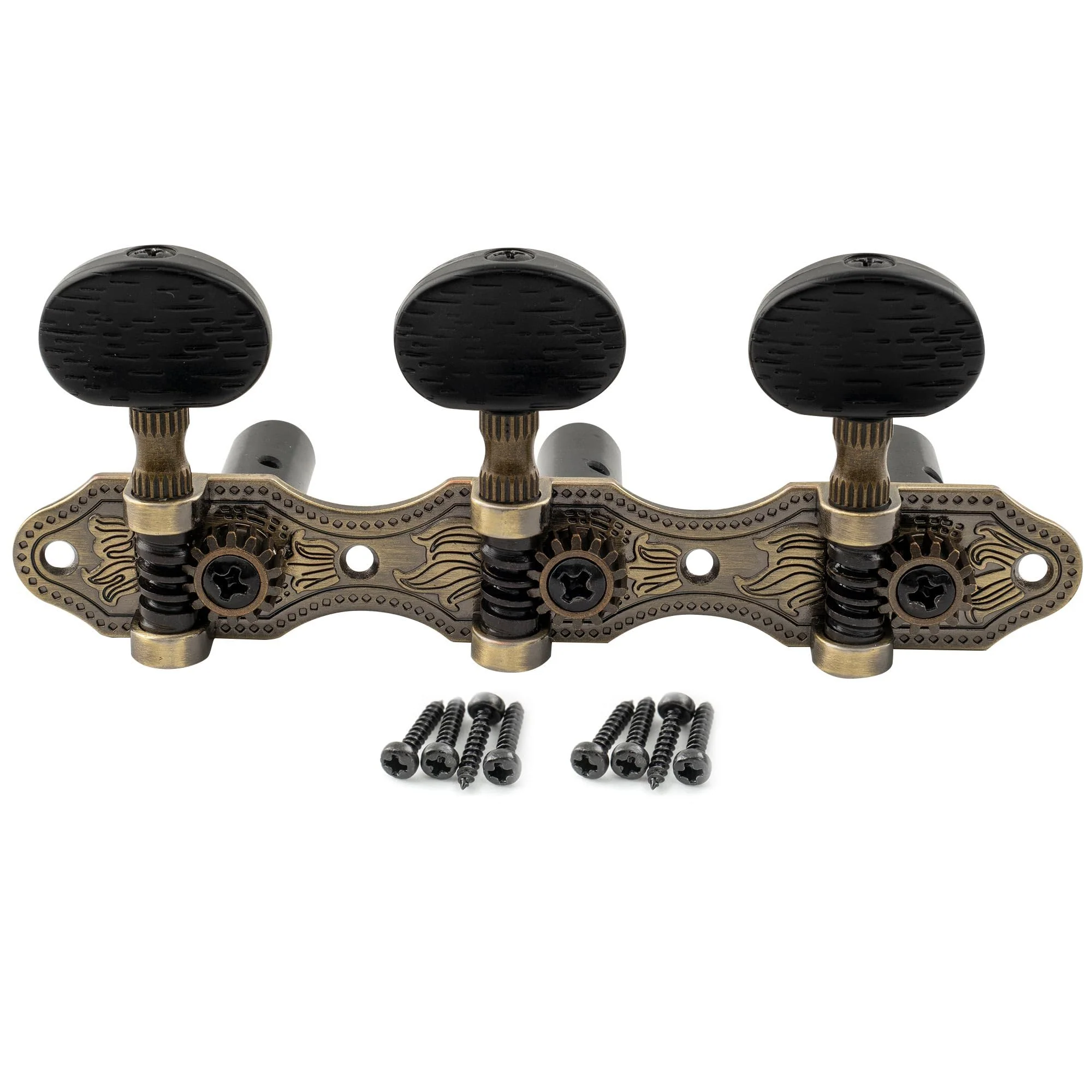 Musiclily Pro 3+3 Baker Style Classical Guitar Tuners Tuning Pegs Keys Guitar Machine Heads Set, Antique Brass - Image 4
