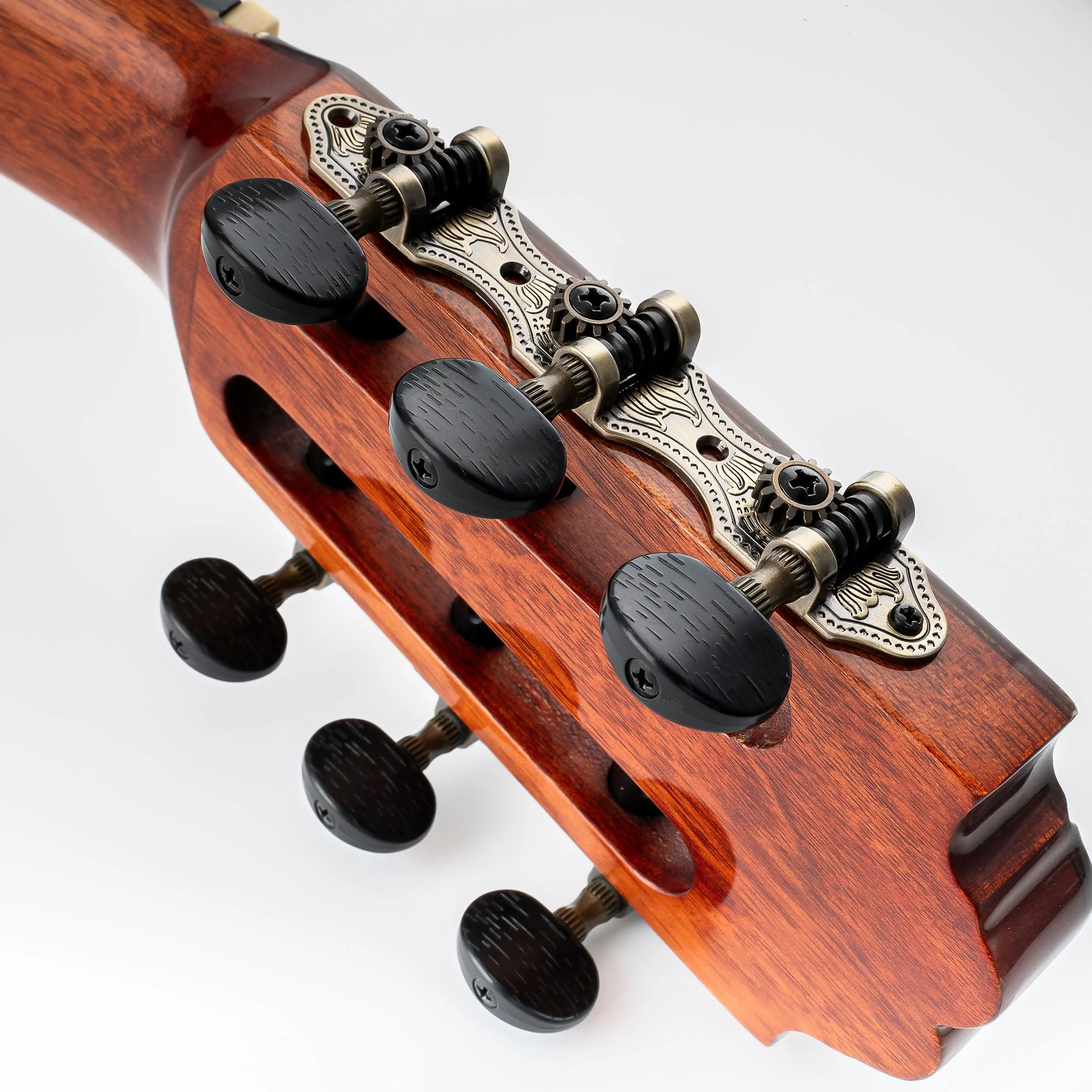 Musiclily Pro 3+3 Baker Style Classical Guitar Tuners Tuning Pegs Keys Guitar Machine Heads Set, Antique Brass - Image 8