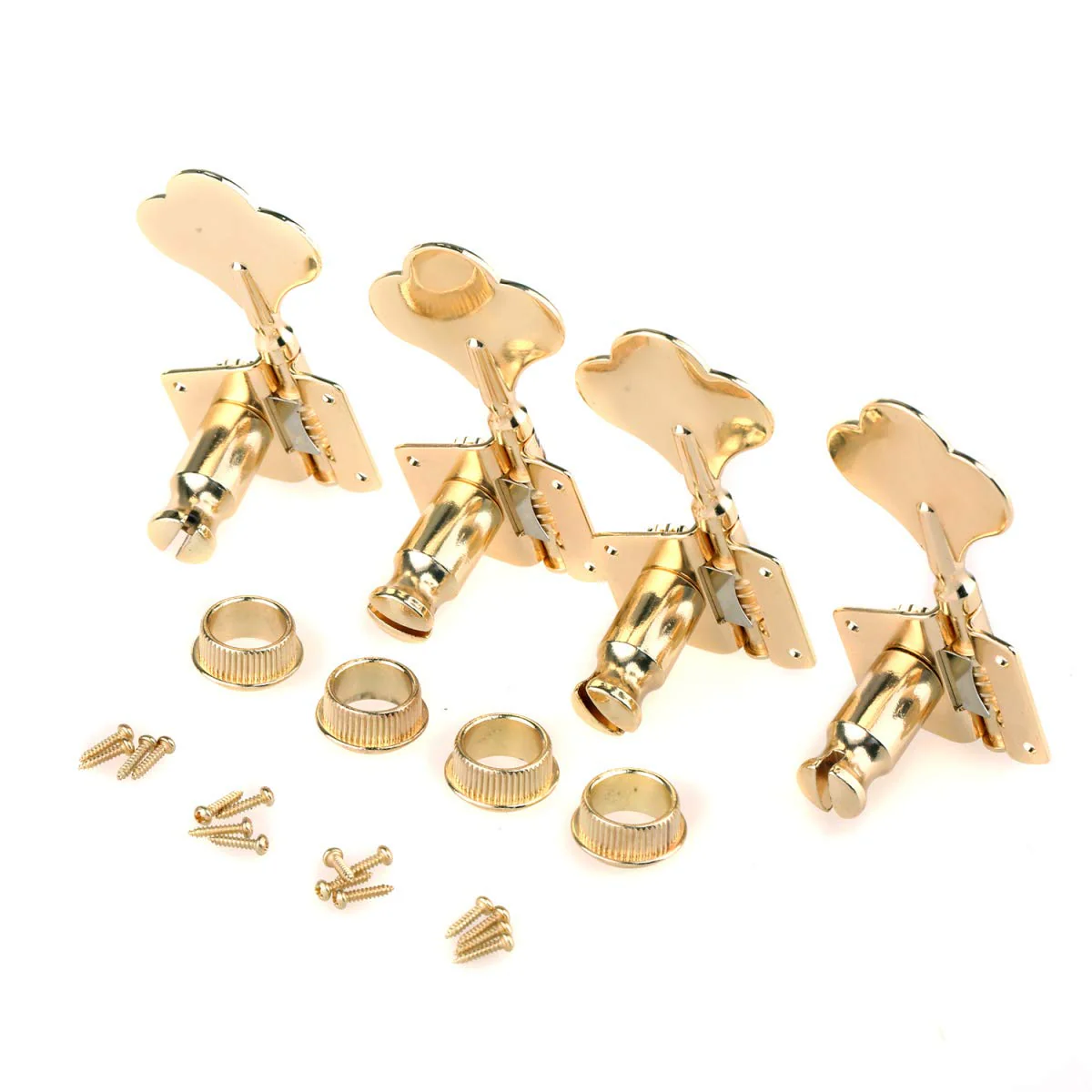 Musiclily Pro 4 In Line Open Gear Electric Bass Tuners Machine Heads Tuning Keys Pegs for Precision Jazz Bass, Gold Gold Color - Image 3