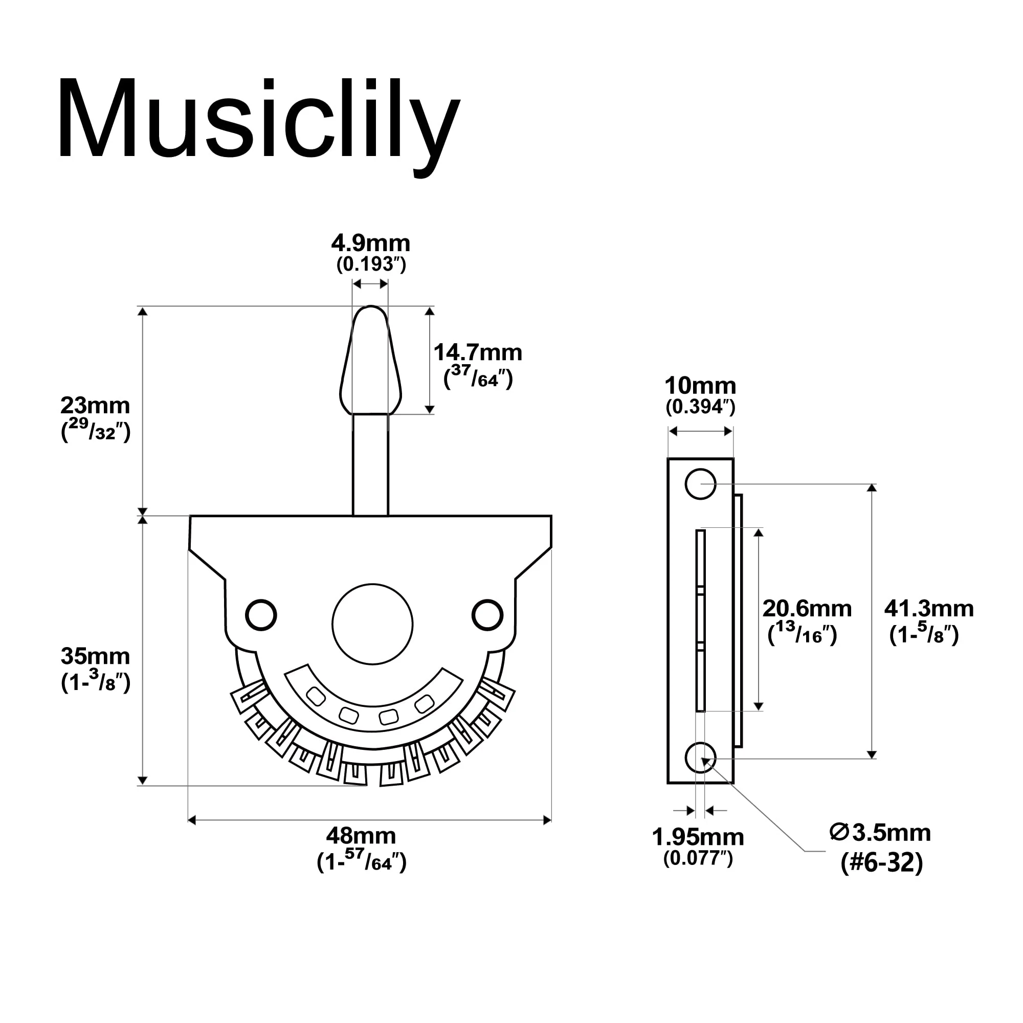 Musiclily Pro 4-Pole 3-Way Pickup Selector Blade Switch Lever Switch for Strat Tele Style Electric Guitar 3-way 4-pole - Image 2