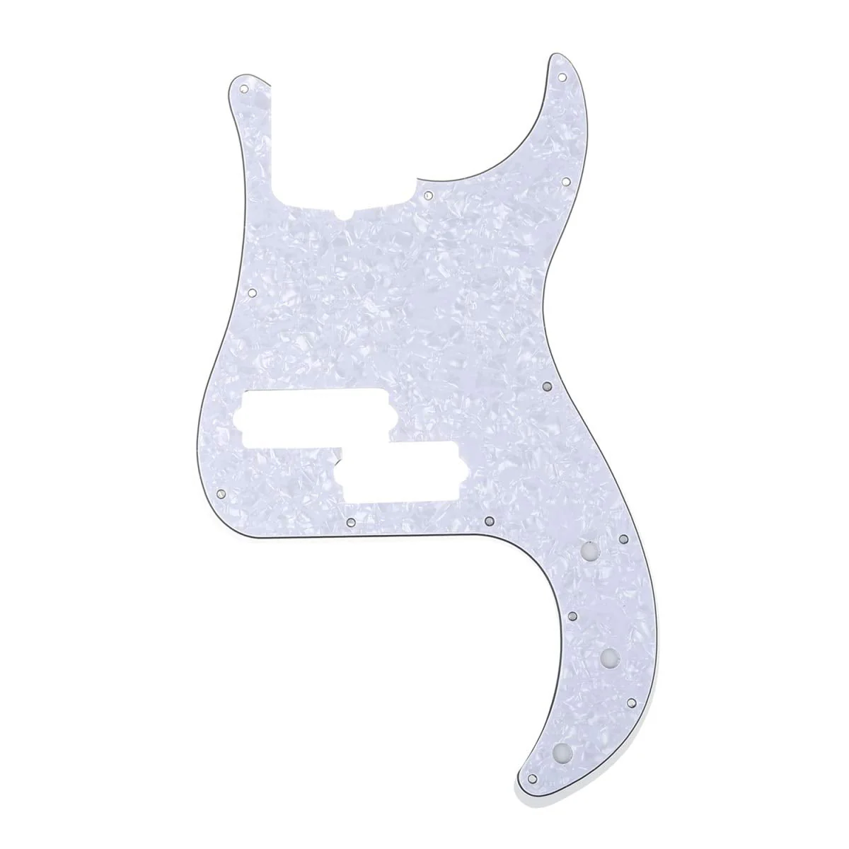 Musiclily Pro 5-String 13-Hole Contemporary P Bass Pickguard for Fender American Precision Bass, 4Ply White Pearl - Image 4