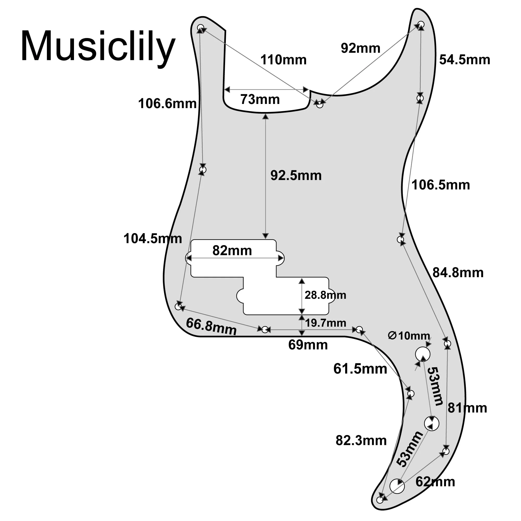 Musiclily Pro 5-String 13-Hole Contemporary P Bass Pickguard for Fender Mexican Precision Bass, 3Ply Mint Green - Image 2