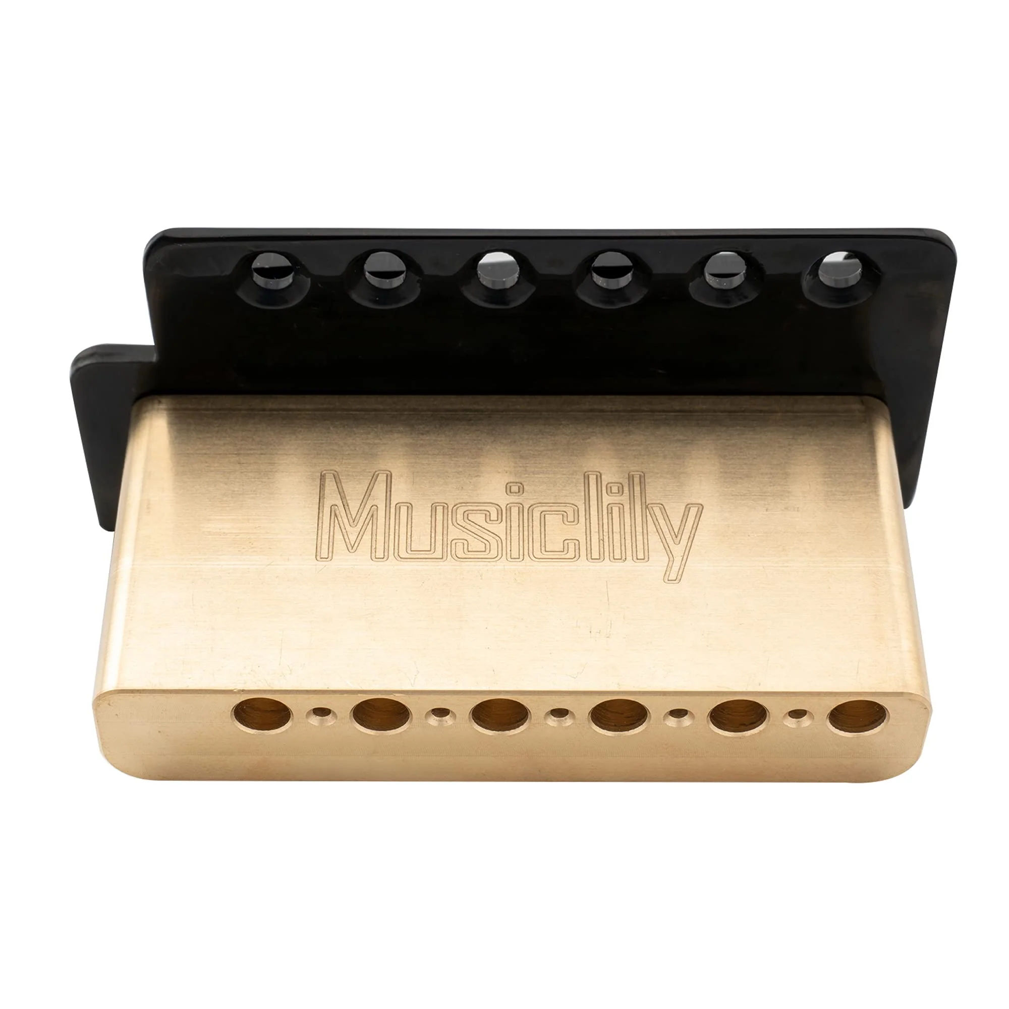 Musiclily Pro 52.5mm Vintage 6-Screw Tremolo Bridge 36mm Solid Brass Block for Squier Strat Style Electric Guitar, Black - Image 5